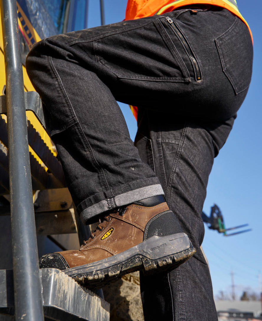 Women's Evanston 6 Waterproof Work Boots with Carbon Toe - Bison/Black - Durable Safety Boots for Construction, Hiking & Outdoor Work