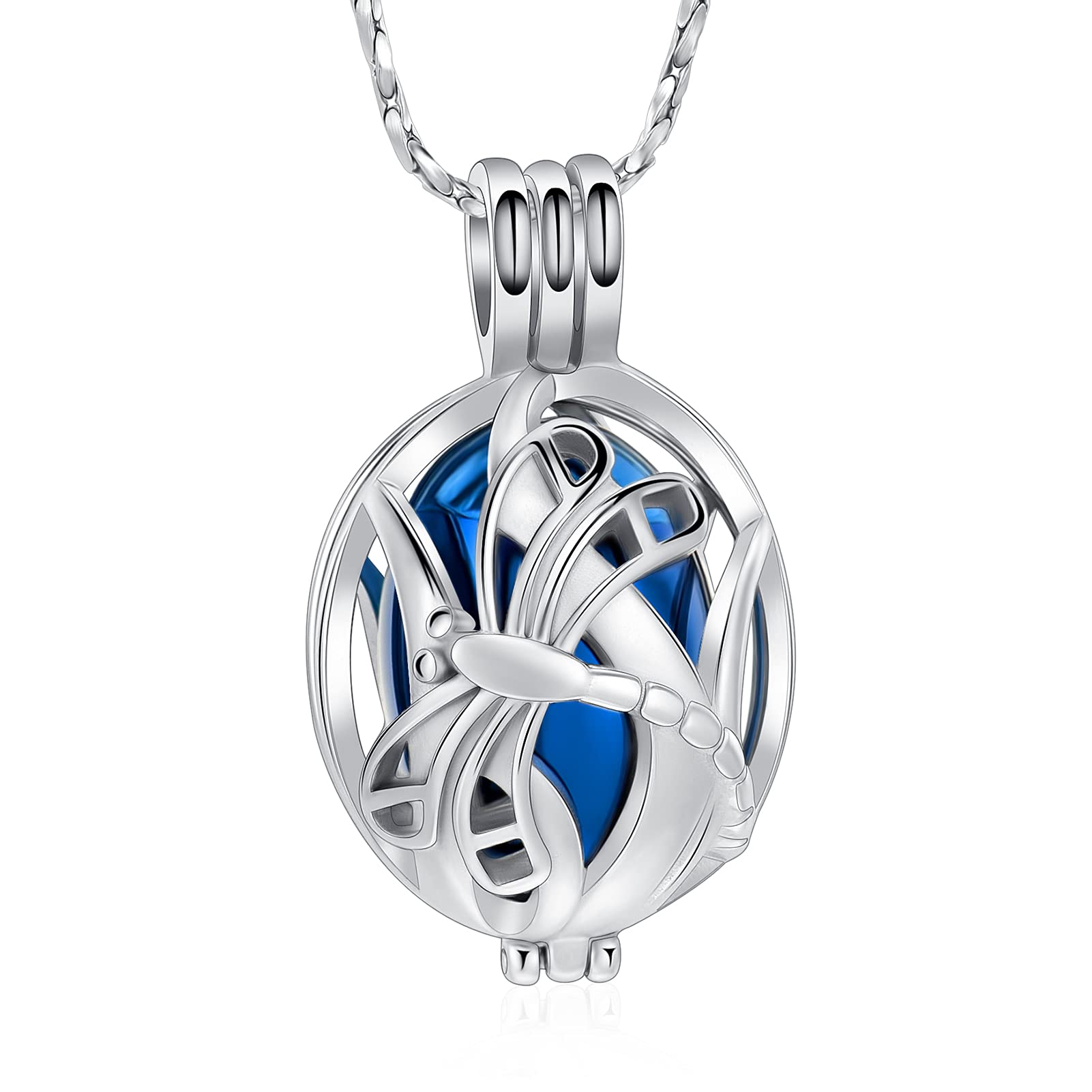 Imrsanl Cremation Jewelry Urn Pendant Necklace - Butterfly & Dragonfly Memorial Keepsake for Human & Pet Ashes - Perfect for Remembrance & Special Occasions