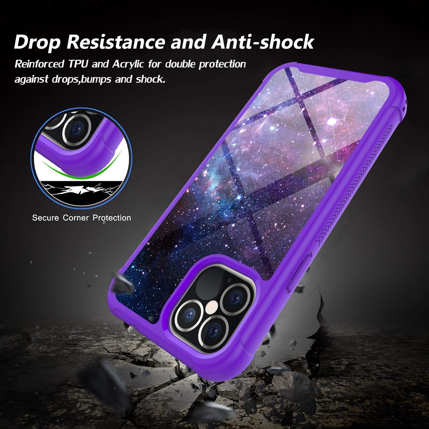 iPhone 12 Pro Case (6.1-Inch) - Rosebono Hybrid IMD Design, Anti-Scratch, Fashion Cute Silicone Cover with Graphic Print - Perfect for Daily Use, Travel & Outdoor Protection (Stardust Color)