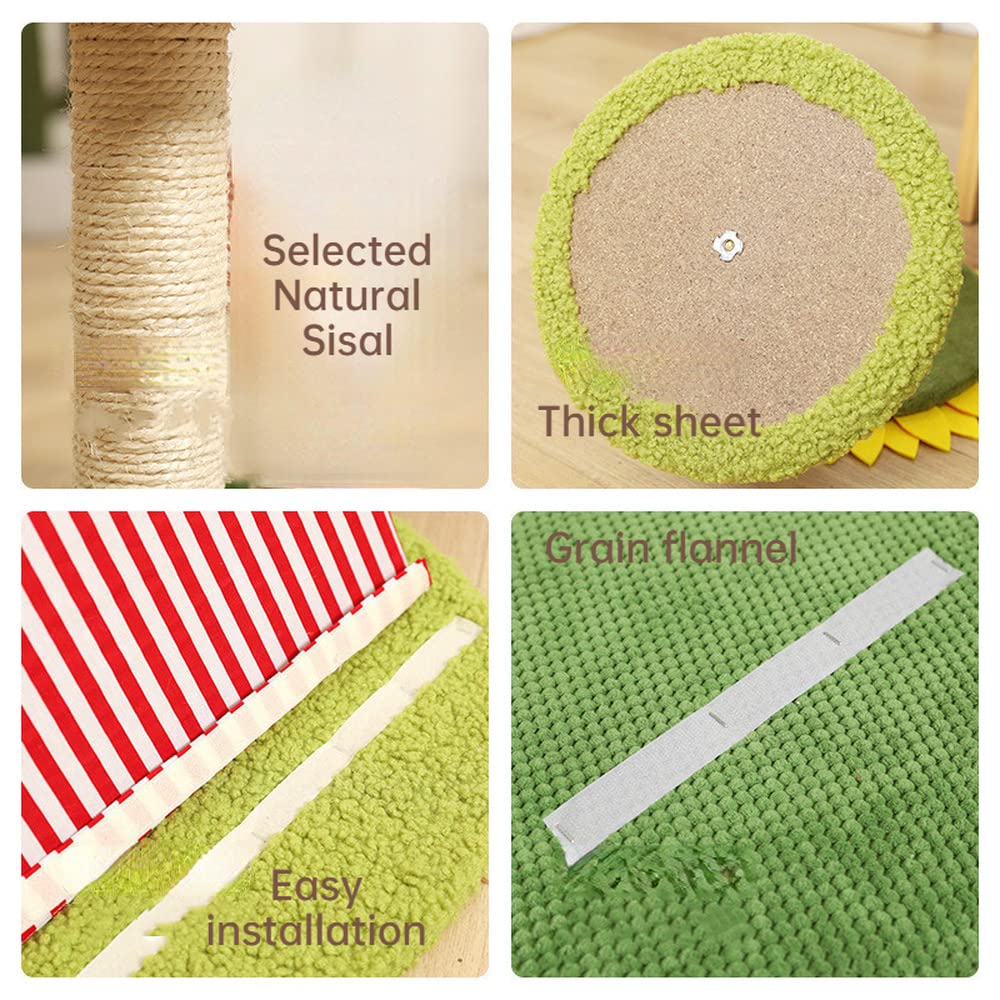 Natural Sisal Cat Climbing Tree with Scratching Post - Durable Sunflower Design Cat Tower for Indoor Kittens - Perfect for Play, Exercise & Nail Care in Home or Office