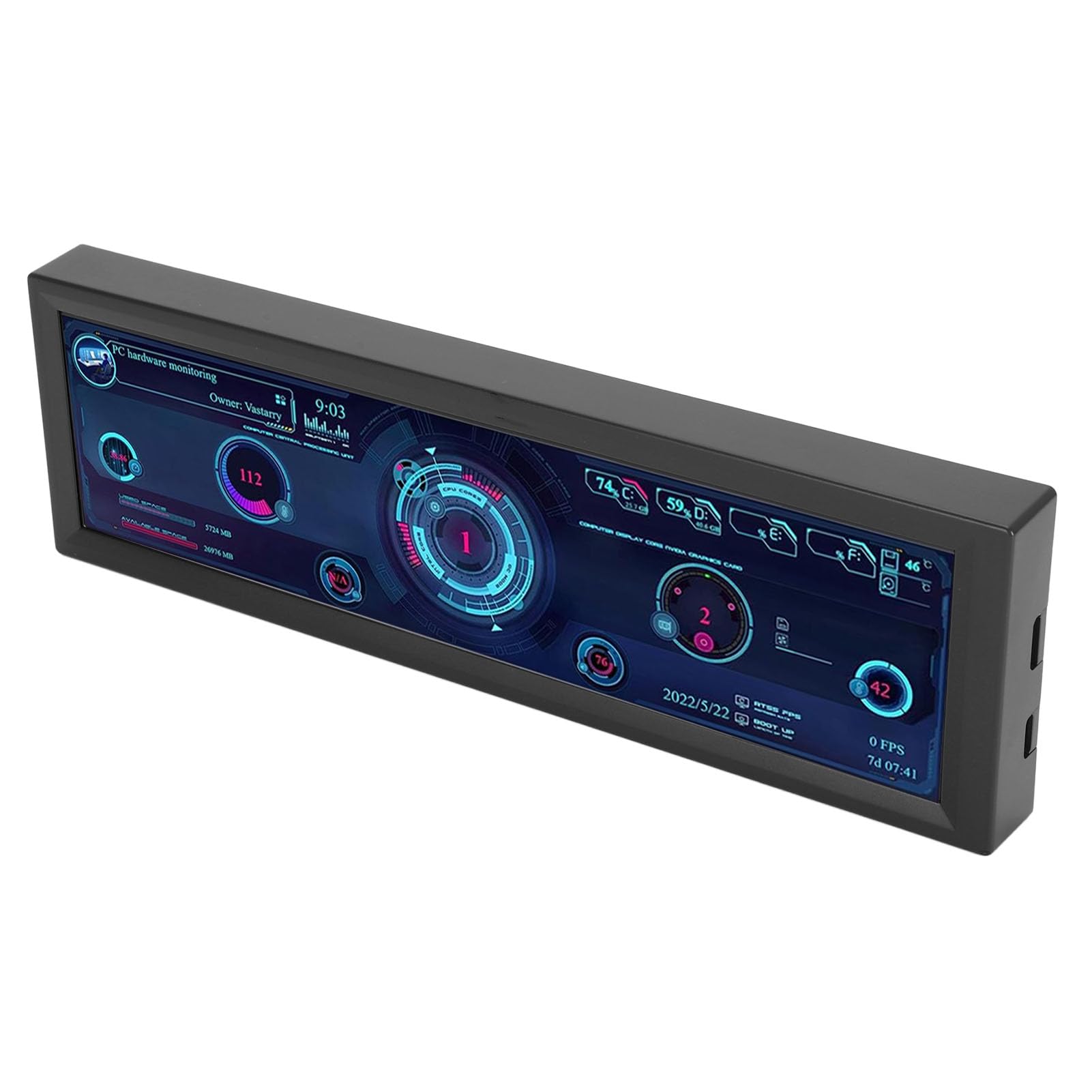 8.8 Inch USB Computer Temperature Monitor - AIDA64 PC CPU RAM Sensor Panel Display with Secondary Screen for Windows/Linux/Raspberry Pi (Black) - Perfect for Gaming Rigs, Workstations & Server Monitoring