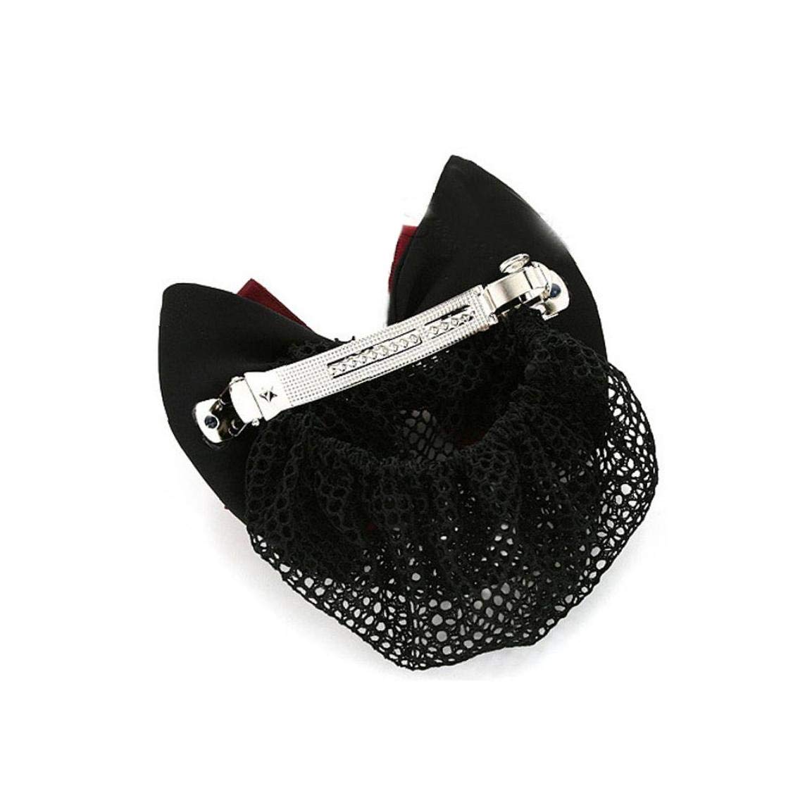 Satin Hair Bun Net Snood - Women's Crochet Hair Cover & Barrette Clip for Buns & Updos (Blue) - Perfect for Weddings, Parties & Everyday Elegant Styles