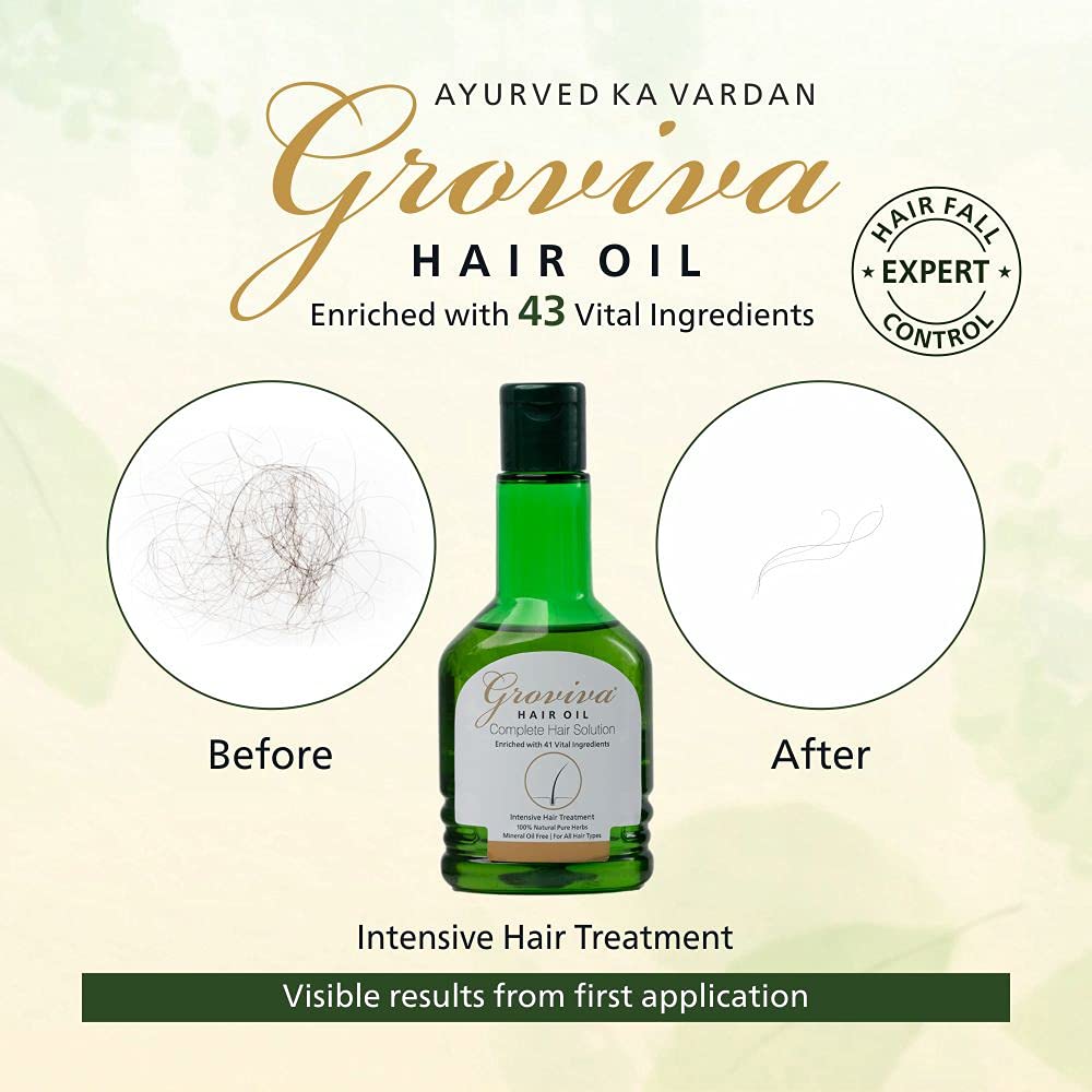Groviva Hair Growth Oil 100ml - Natural Hair Treatment for Hair Loss, Dandruff & Thicker Hair | Nourishing Scalp Care with Argan & Coconut Oils | Perfect for Daily Hair Care Routine & Styling (1 Pack)