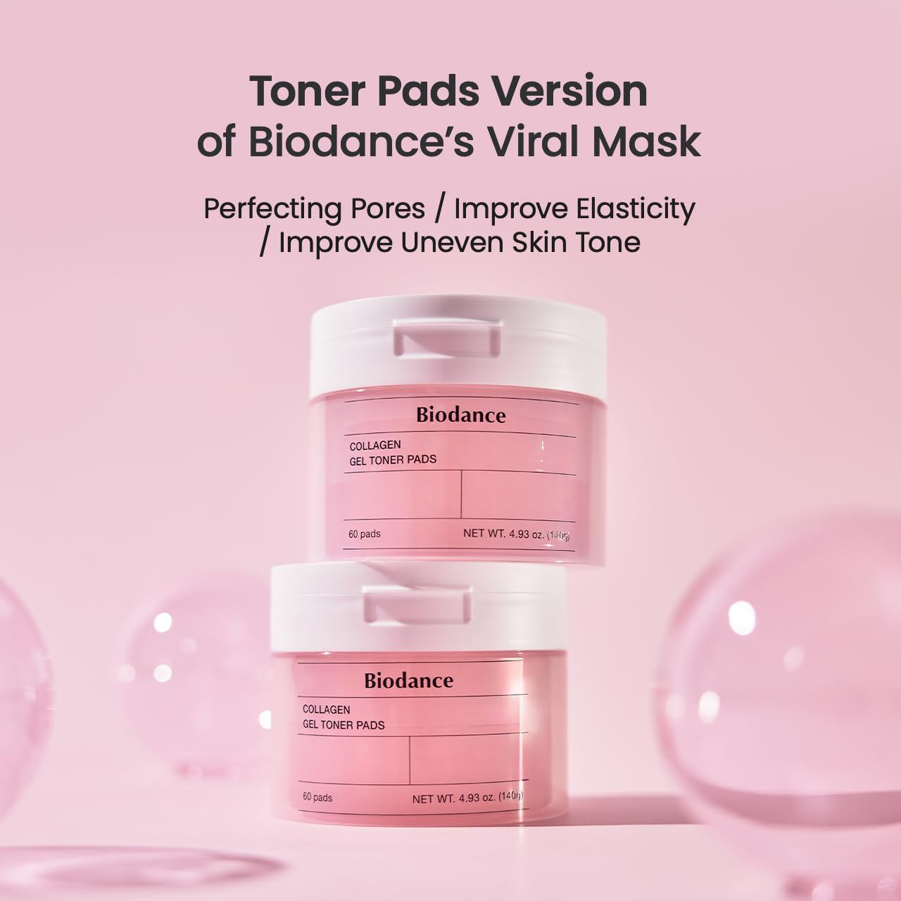 Biodance Collagen Gel Toner Pads for Sensitive Skin | Korean Skincare Pore Perfecting & Elasticity Boosting | 60 Pads (4.93 fl.oz/140g) | Daily Hydration & Soothing Treatment for Glowing Skin