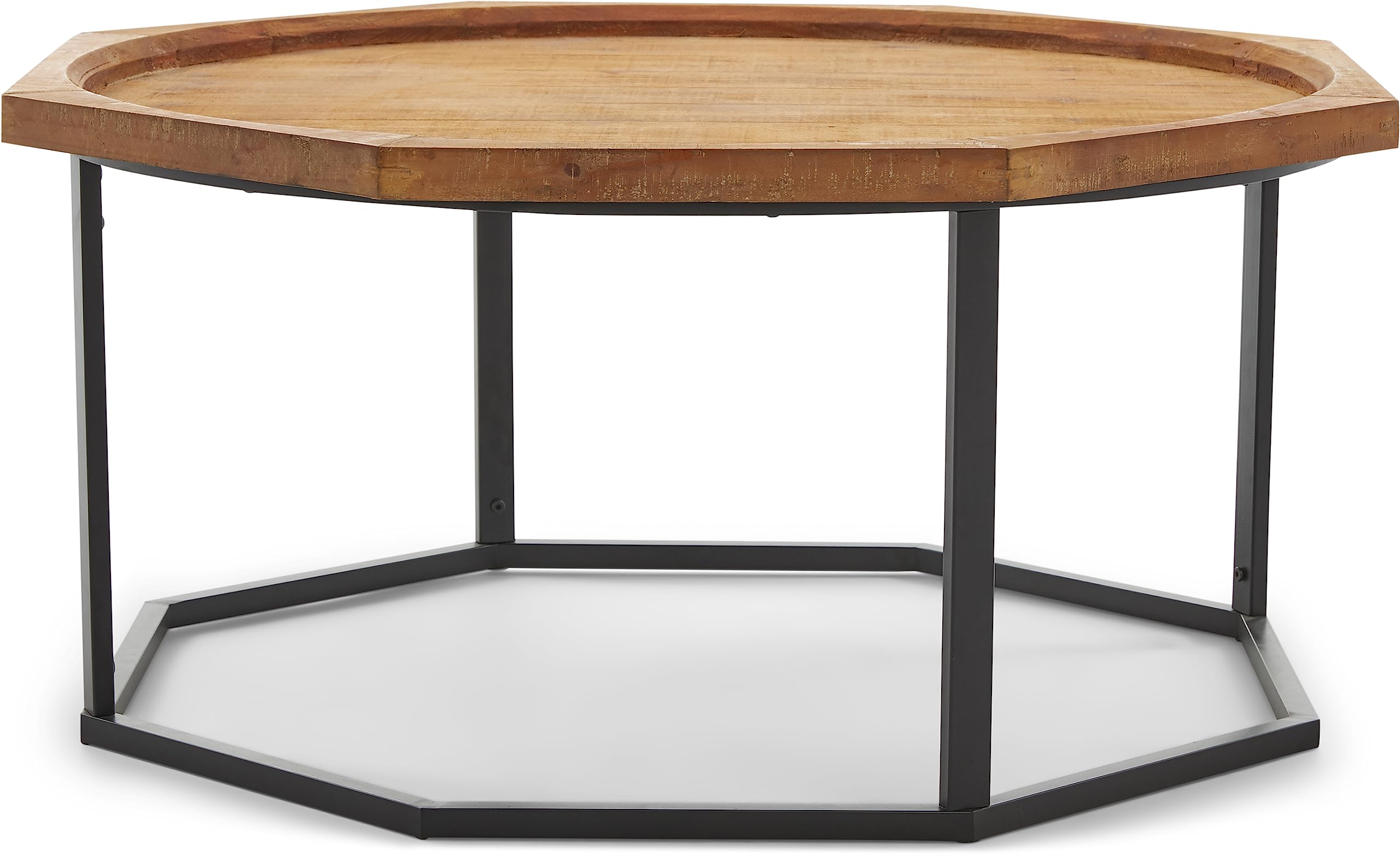Stone & Beam Aire Rustic Octagonal Fir Wood Coffee Table, 39.5