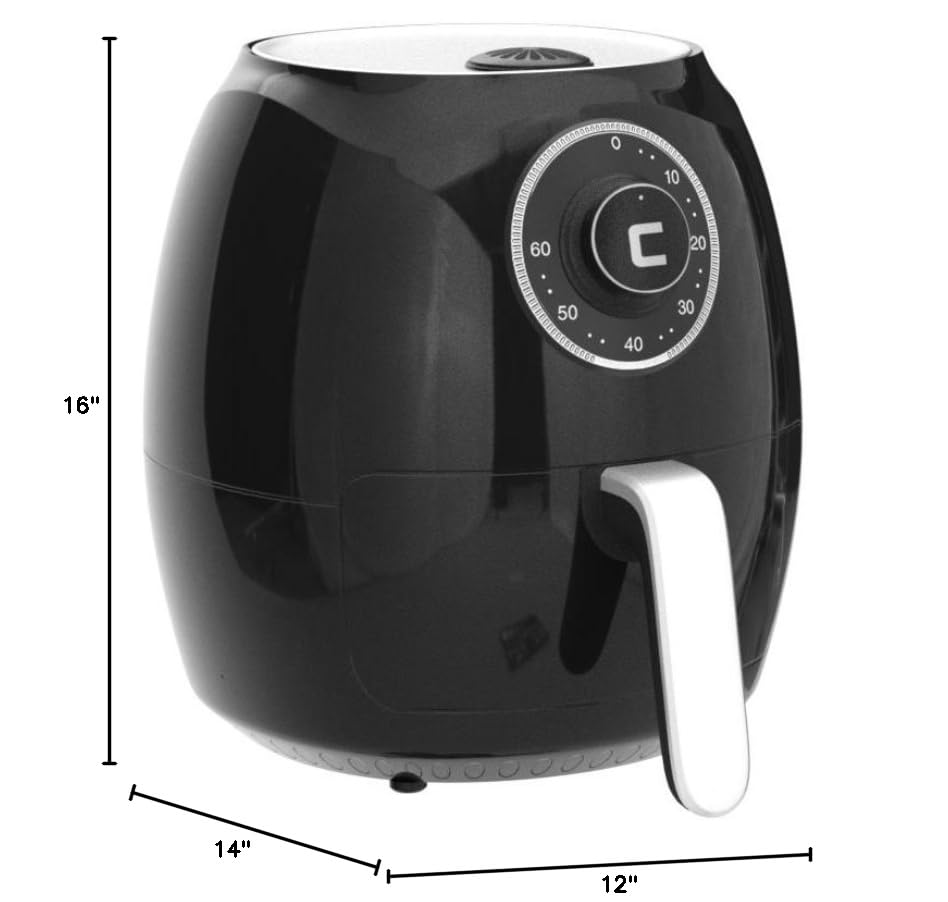 Chefman 6.5 Quart XL Air Fryer Oven - Oil Free Healthy Cooking, 60-Min Timer & Auto Shut Off, Dishwasher Safe BPA-Free, Space Saving Flat Basket - Perfect for Family Meals, Chicken Wings & French Fries
