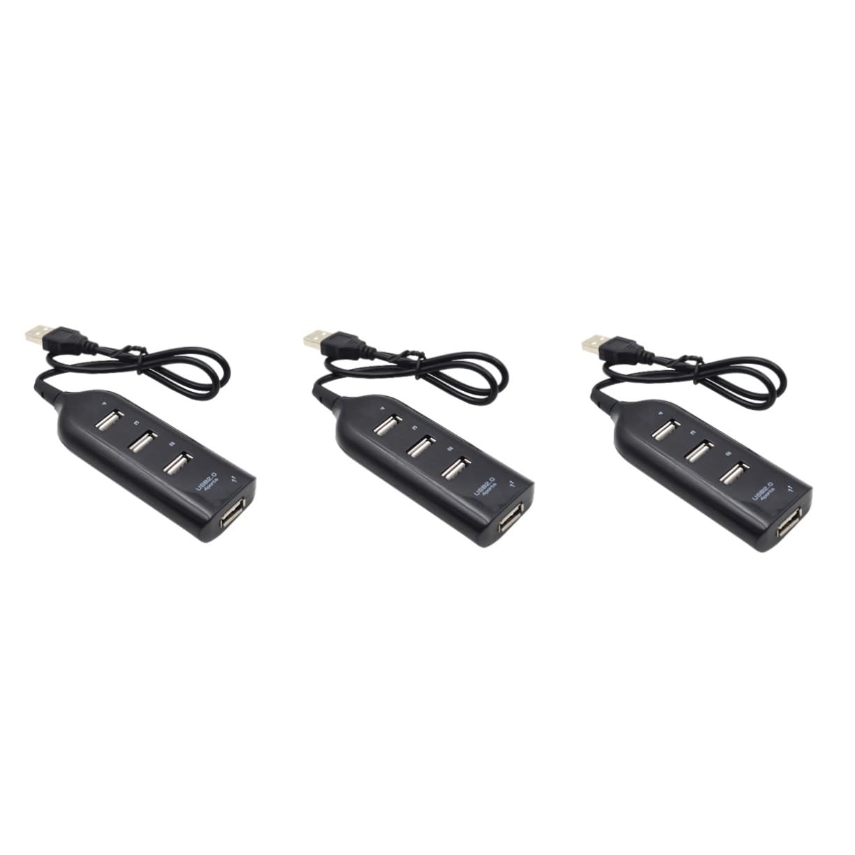 Mikikit 3-Port USB 2.0 Hub Splitter - High Speed Data Transfer Hub for Laptop, PC, Mac - Perfect for Home Office, Gaming & Charging Multiple Devices
