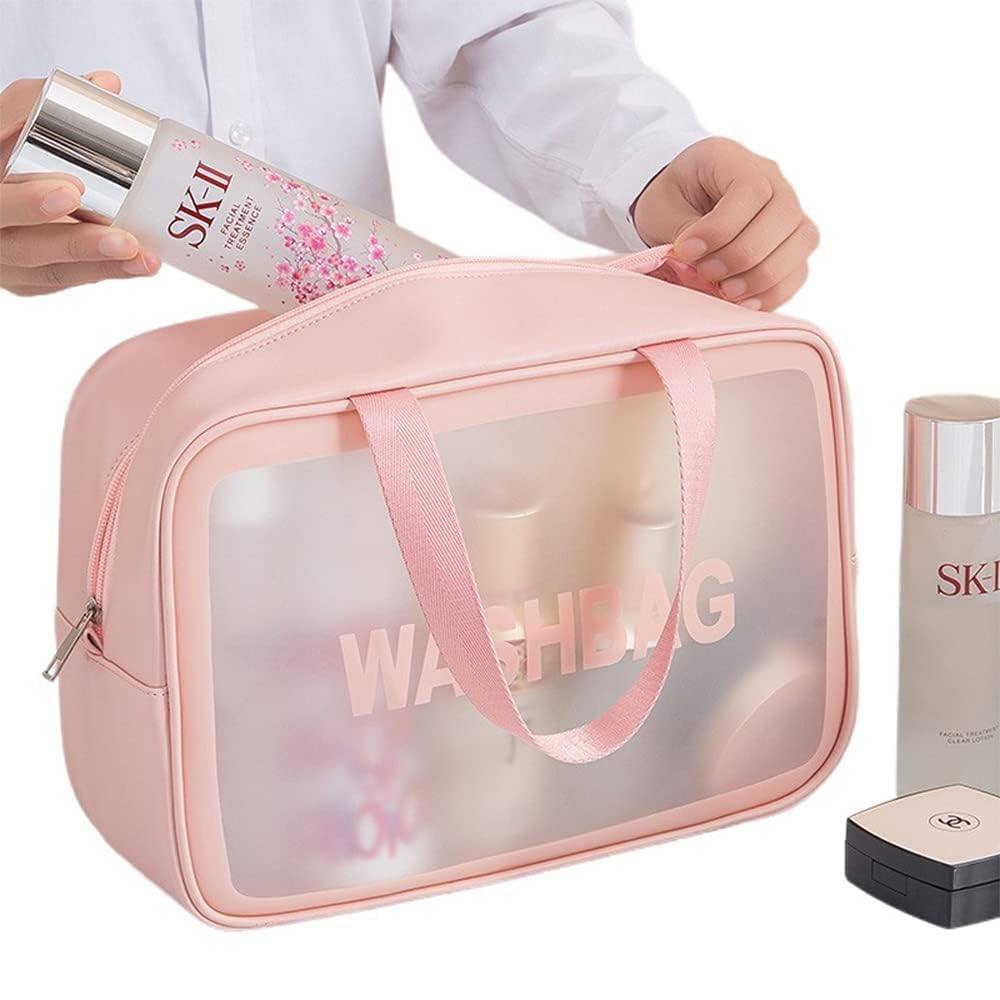 LATIQ MART Pink Makeup Bag for Women - Travel Toiletry Organizer for Cosmetics, Brushes & Accessories | Waterproof Cosmetic Pouch & Wash Bag - Perfect for Home, Gym, Vacation & Business Trips
