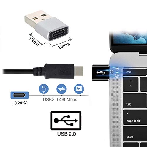 5-Pack USB-C Female to USB 2.0 Male Adapter - Compact Type C to USB Converter for Laptop, Tablet & Phone - Fast Data Transfer - White (Perfect for Office, Travel & Home Use)