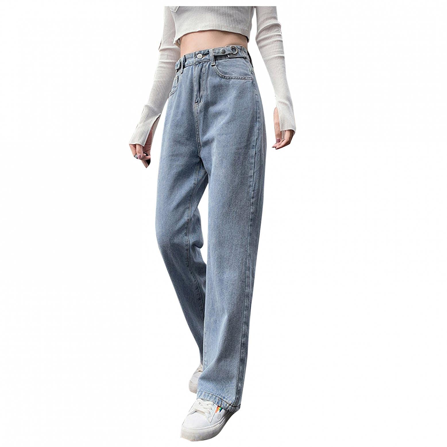 GOGOBO Y2K High Waist Wide Leg Jeans for Women - Vintage Straight Denim Pants with Butterfly Print | Streetwear Fashion, Casual Outfit & Party Wear