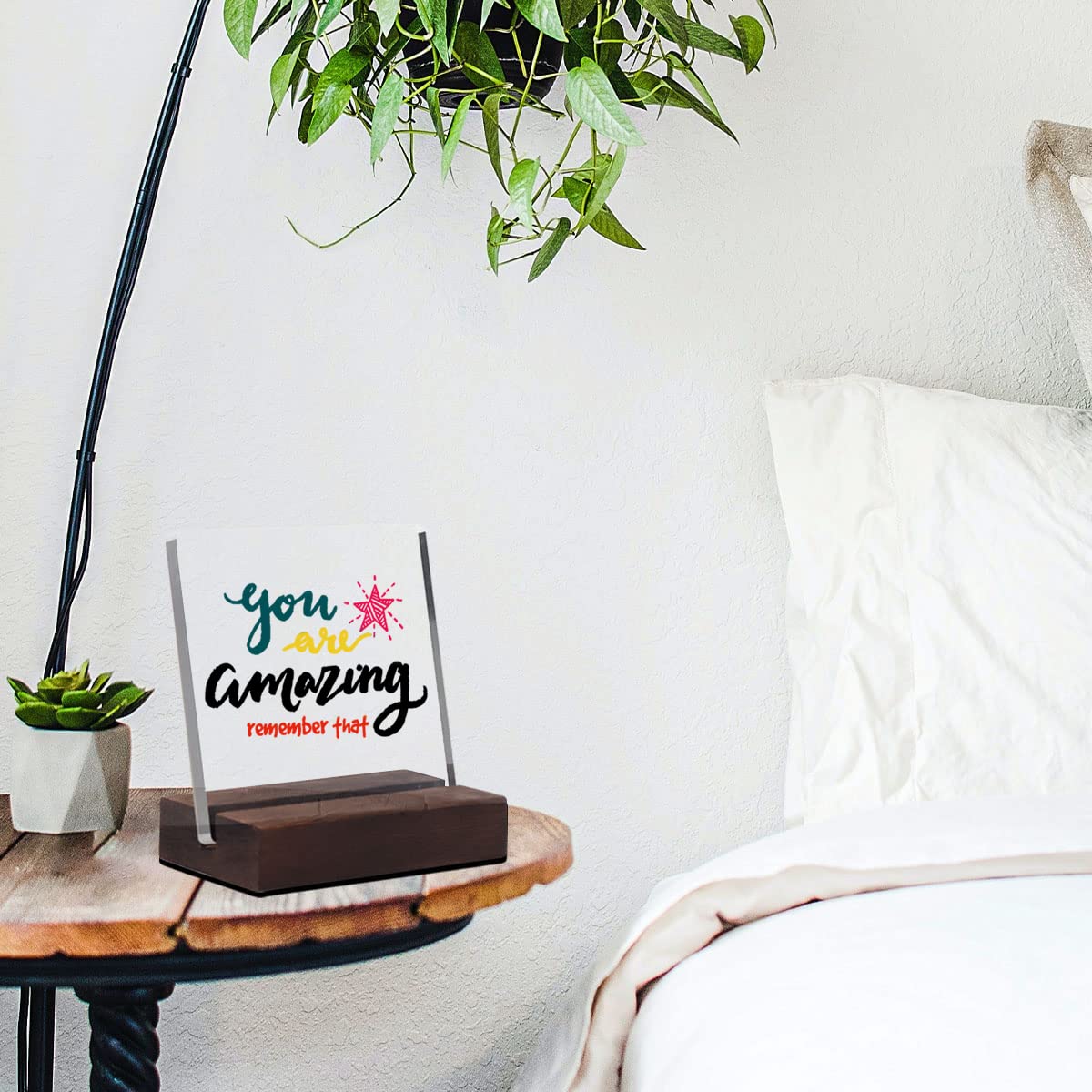 You Are Amazing Remember That - Clear Acrylic Motivational Desk Sign with Inspirational Quote - Encouragement Gift for Women, Best Friend & Coworker - Perfect for Office Decor, Birthday Gift & Daily Motivation