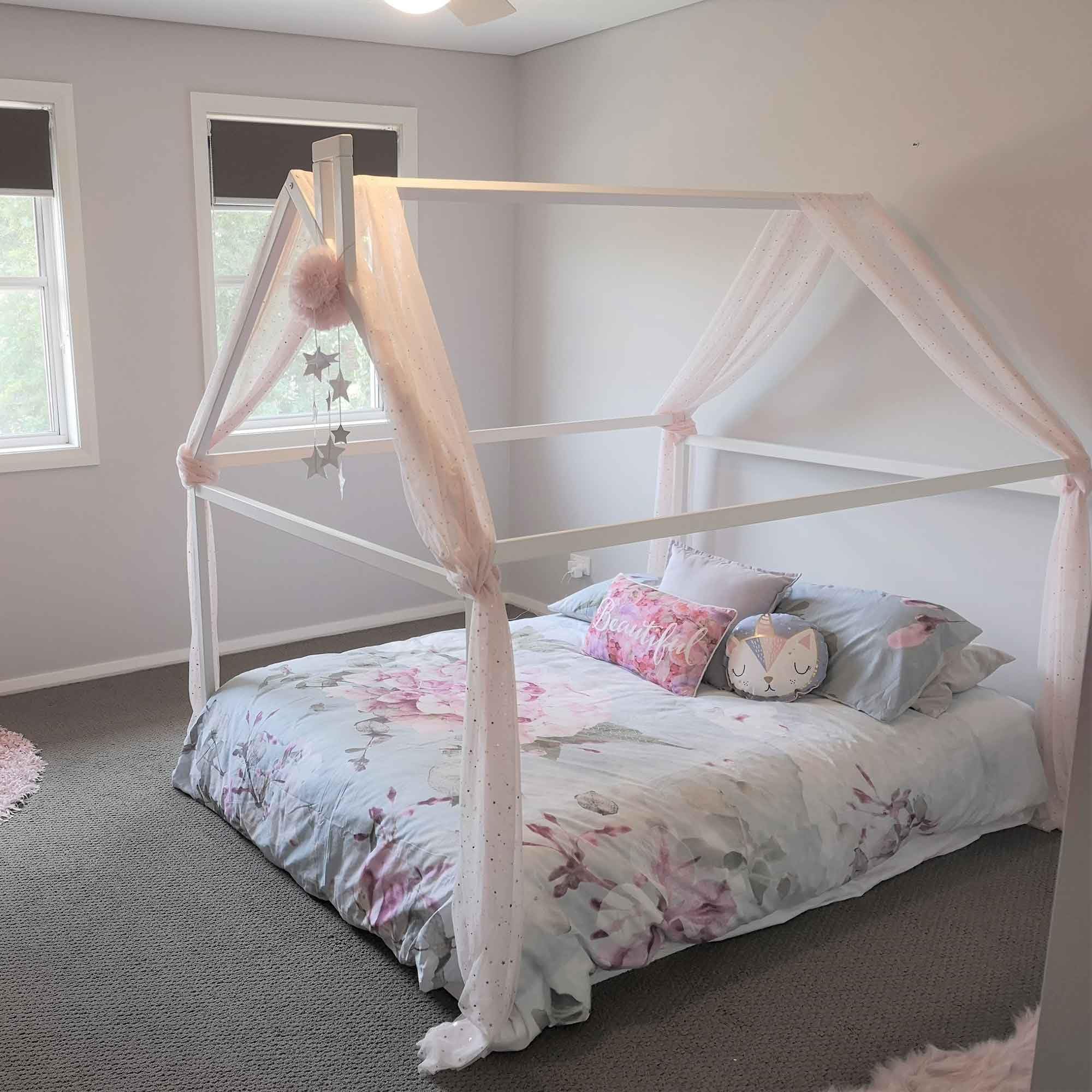Montessori Toddler Bed Frame - Full Size House Bed for Kids - Play & Sleep