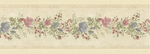 Elegant Satin Country Rose Wallpaper Border BVB03447 - Perfect for Bedroom, Living Room, and Nursery Decor
