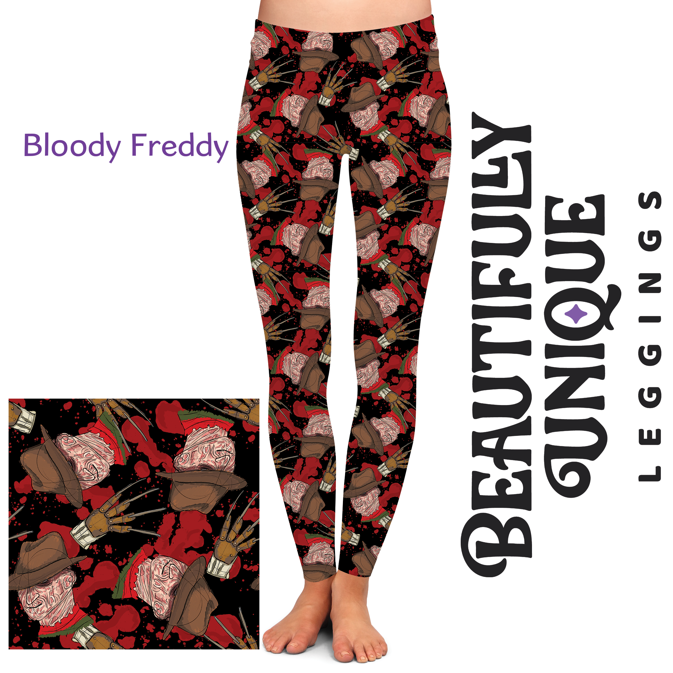 Bloody Freddy Exclusive Handcrafted Vibrant Leggings - High Quality Yoga Pants for Women, Fitness & Casual Wear