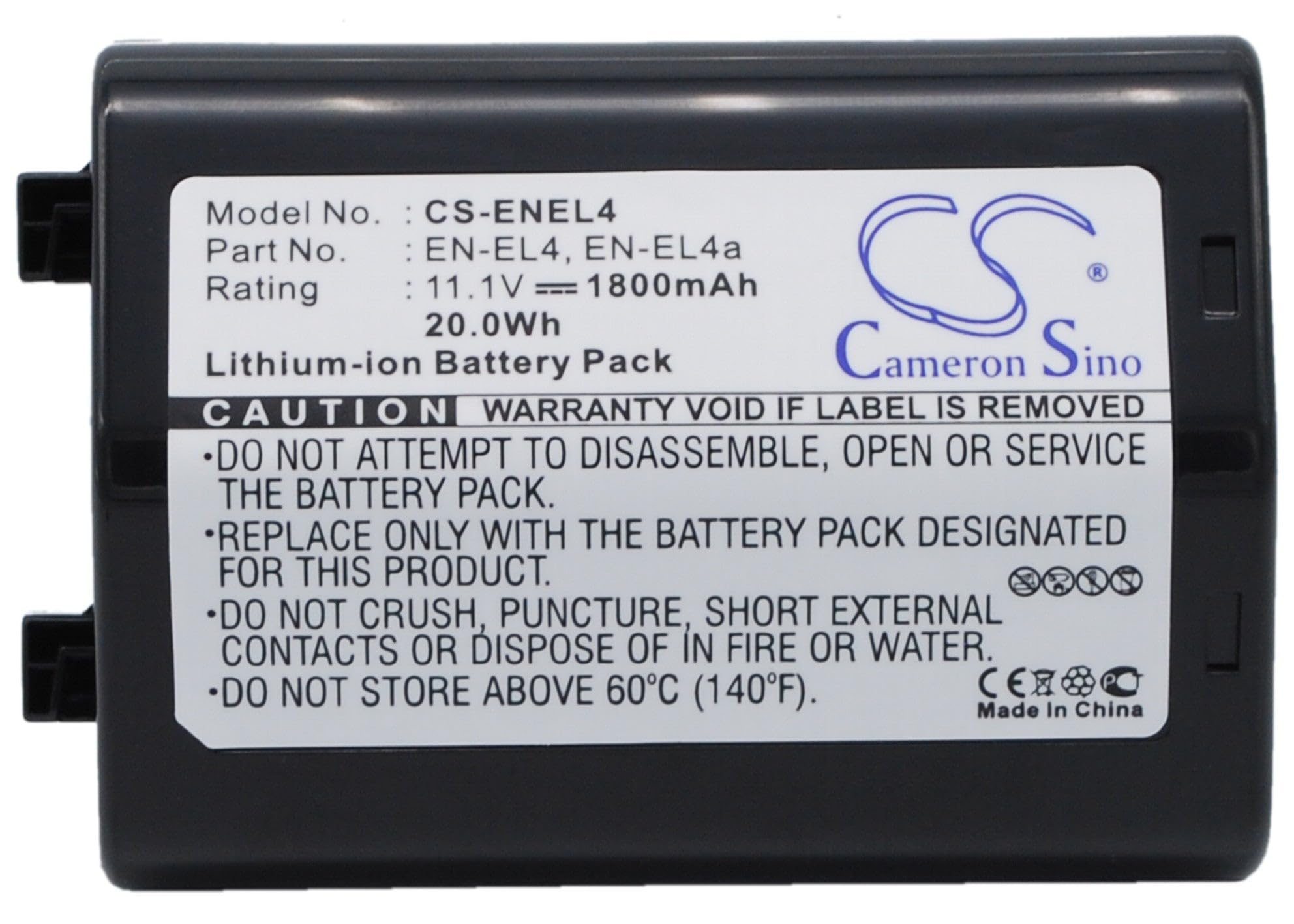 Original Nikon EN-EL4a Battery Replacement Compatible for Nikon D2Hs, D2X, D2Xs, D3, D3S, F6 - High Capacity Li-ion Battery for Professional DSLR Cameras - Perfect for Travel, Photography Sessions, and Outdoor Shooting