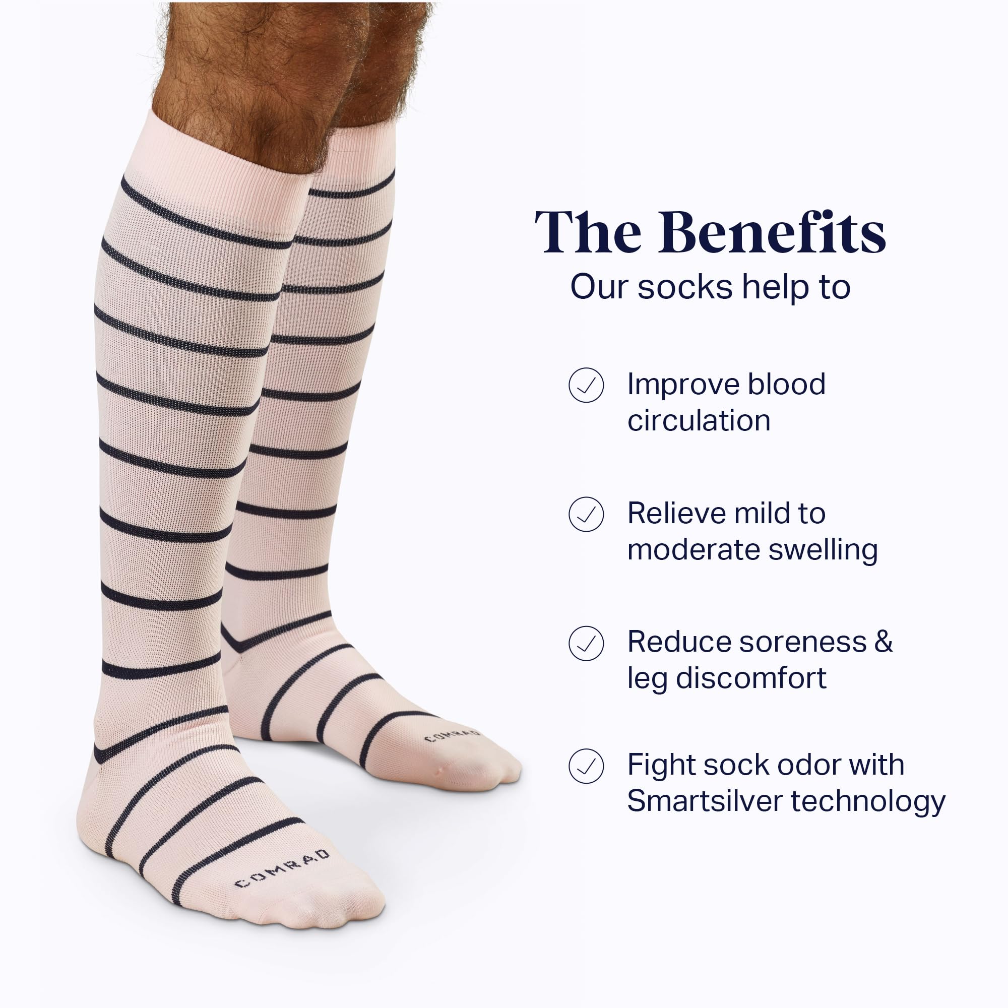 Comrad Nylon Knee High Compression Socks 15-20mmHg - Soft Breathable Graduated Support Socks for Men & Women - Perfect for Running, Travel & Circulation Support