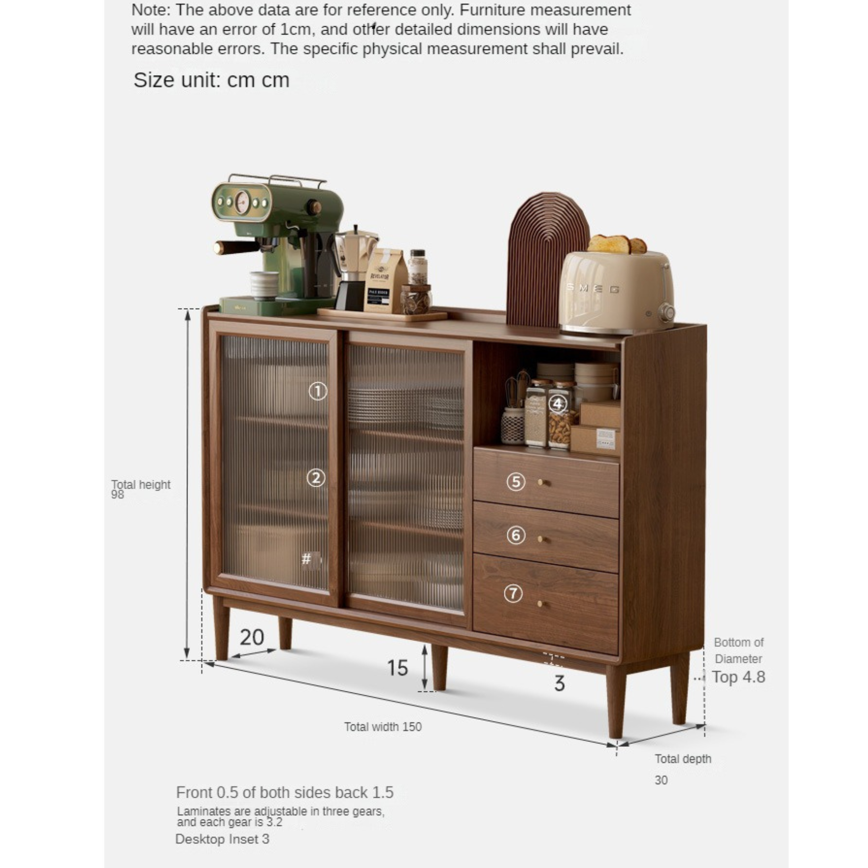 Modern Solid Wood Sideboard with Glass - Black Walnut & Oak - Perfect for Living Room, Dining Room, or Entryway Storage