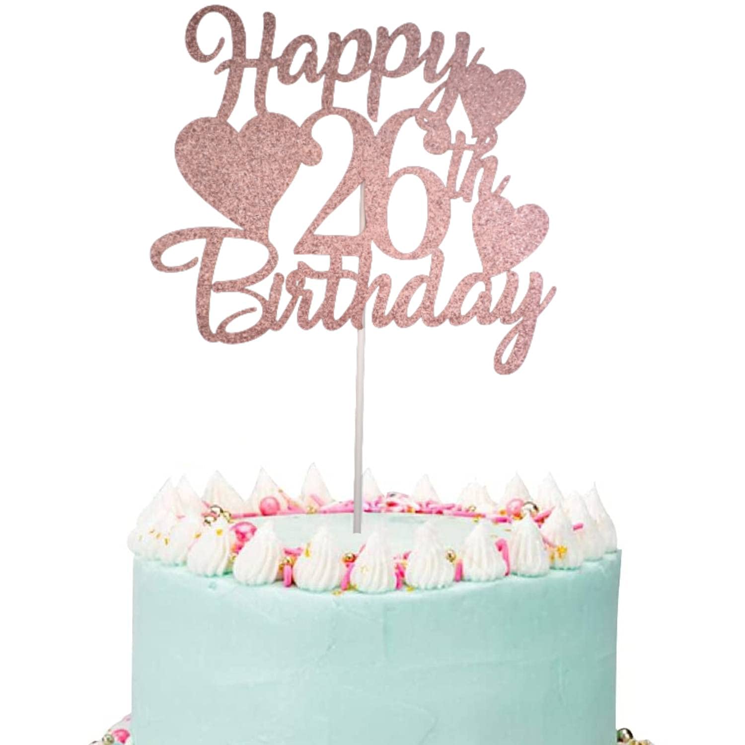 Rose Gold 26th Birthday Cake Topper with Number 26 Candles - Elegant 26th Birthday Party Decor for Women, Girls & Ladies - Perfect for Birthday Cakes, Cupcakes & Dessert Tables
