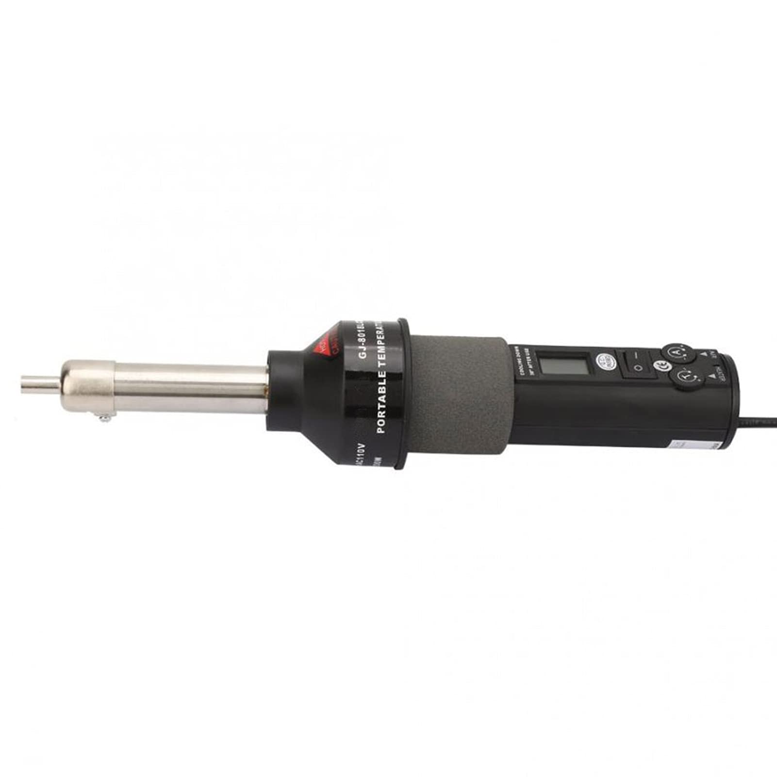 ViaGasaFamido Mini Heat Gun 110V 450W - Portable LCD Adjustable Hot Air Gun for Soldering, Desoldering & Heat Shrink - Includes 4 Nozzles & Bracket - Perfect for Electronics Repair, Crafting & DIY Projects