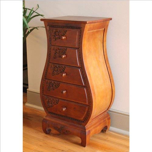 Vintage Bombay 5-Drawer Chest - Handcrafted Wooden Storage Cabinet for Bedroom, Living Room & Entryway | International Caravan Furniture Collection