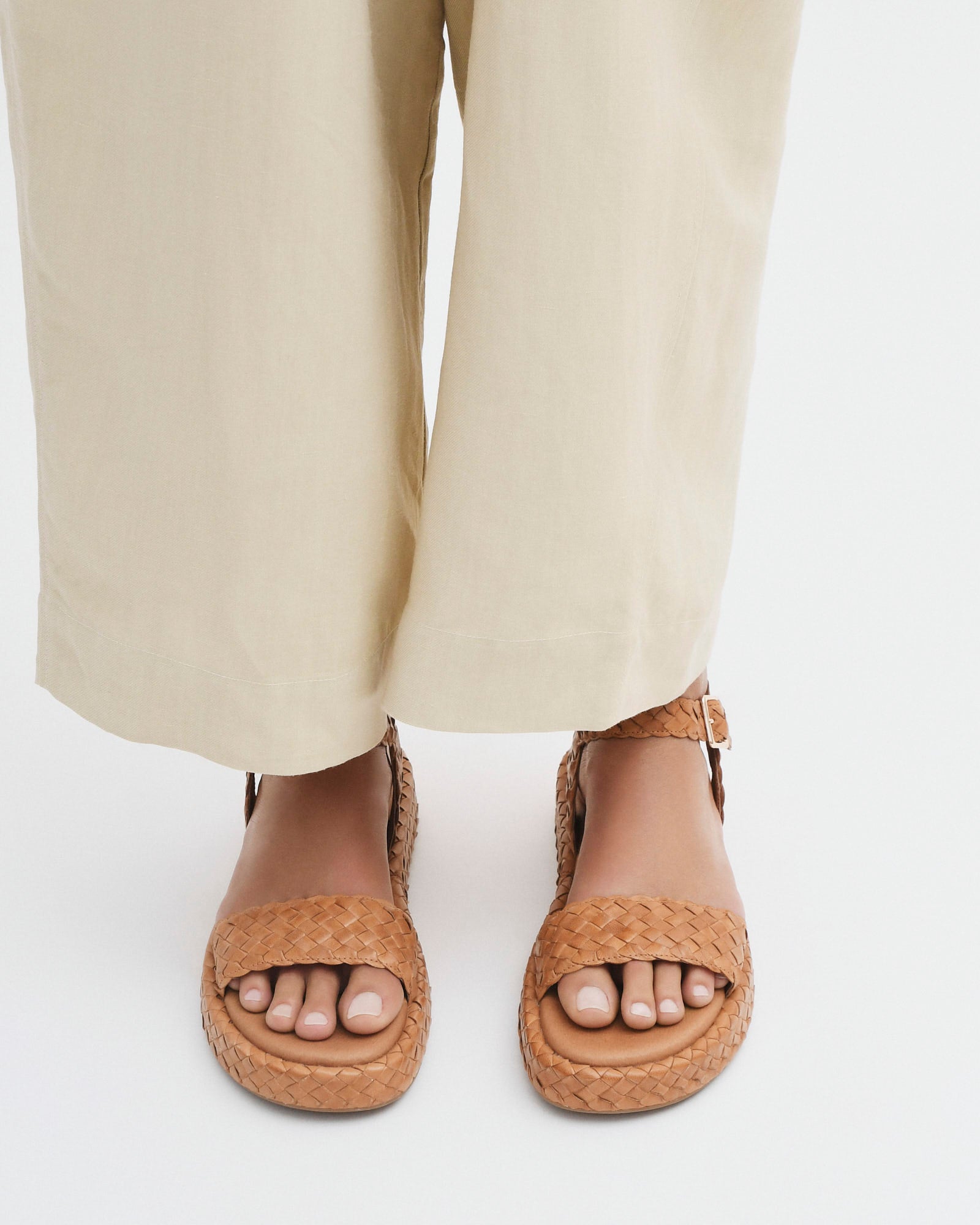 Poppy Flat Sandals - Tan Leather Women's Comfortable Casual Shoes for Summer Beach & Outdoor Walking