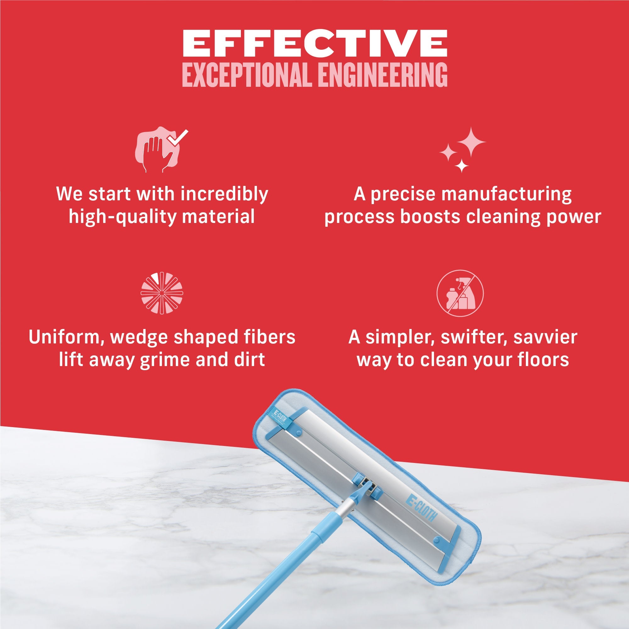 Deep Clean Mop for Hardwood Floors & Tile - Super Absorbent Microfiber Mop Head with 360° Swivel - Perfect for Kitchen, Bathroom & Pet Hair Cleaning