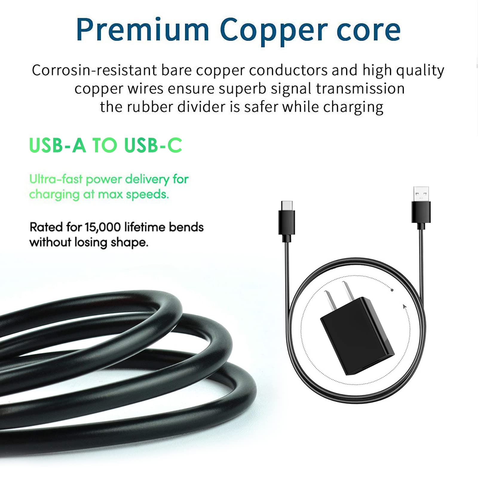 Fast Charging USB-C Cable & Adapter for Kindle Scribe, Paperwhite 10th-12th Gen, Fire Max 11/HD 10/7/8 - Compatible with Kindle Colorsoft, Signature Edition & Moto Devices - Perfect for Travel, Home & Office Charging