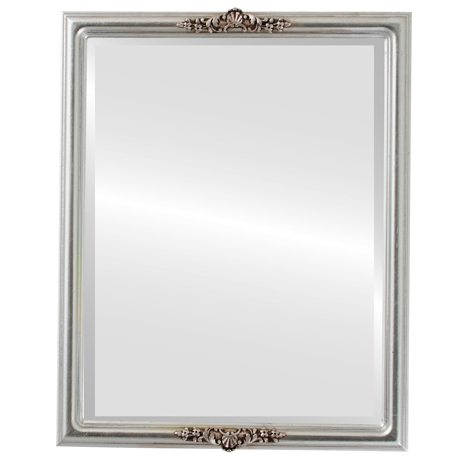 OVALCREST Rectangle Beveled Wall Mirror - Silver Leaf with Brown Antique Finish - 22x26 Inches - Elegant Home Decor for Living Room, Bedroom & Entryway