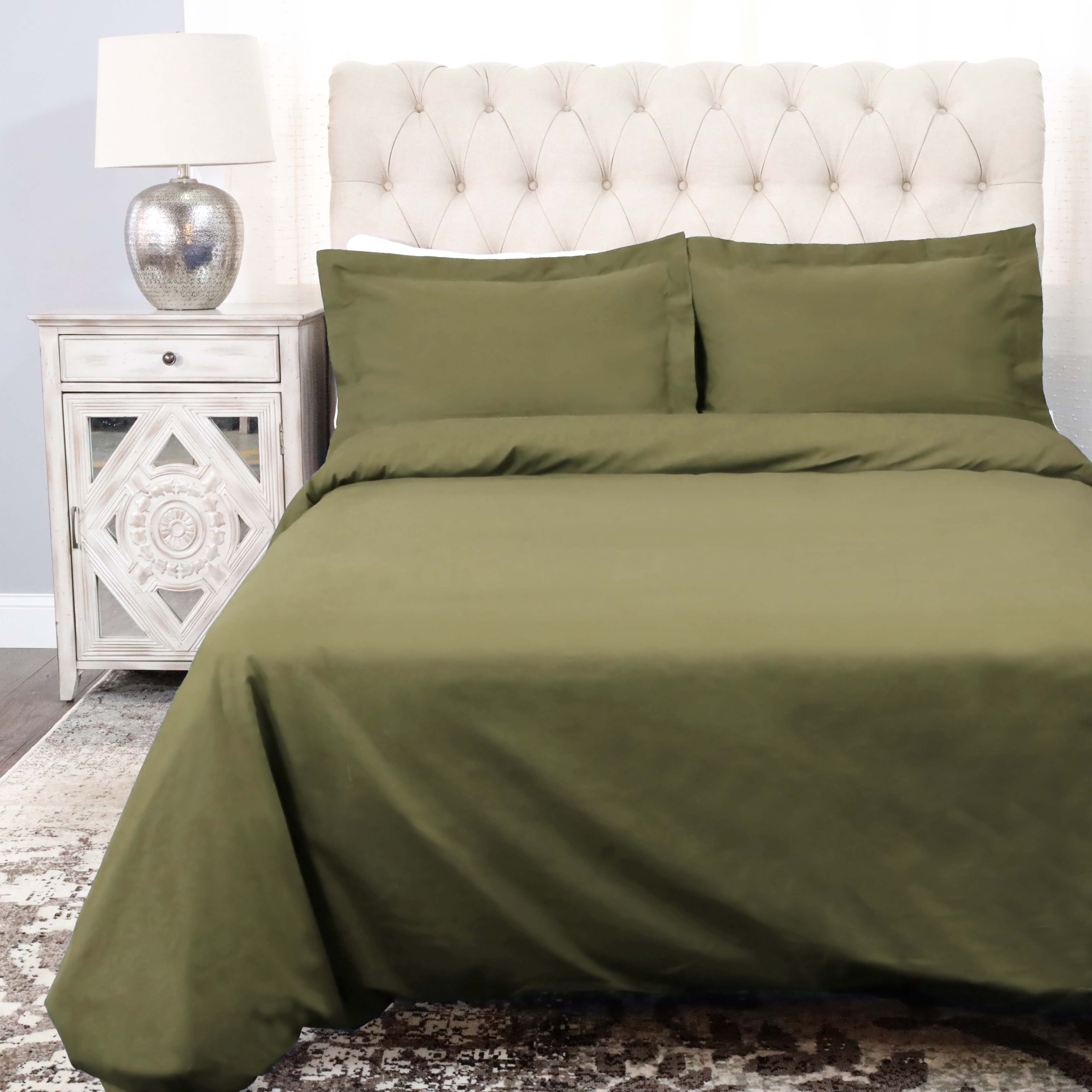 300 Thread Count Cotton Percale Solid Duvet Cover Set - Queen Size, Breathable & Soft Bedding Set for All Seasons - Perfect for Master Bedroom, Guest Room & Hotel Use