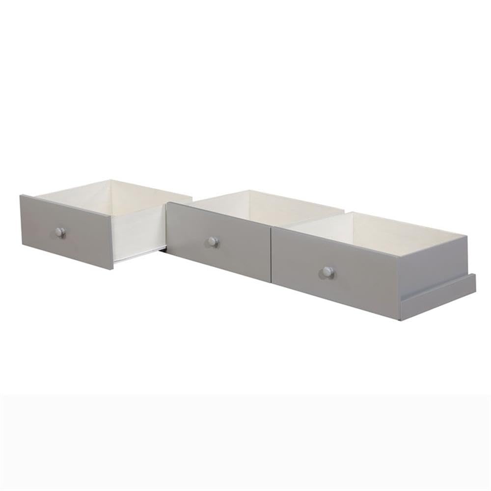 Furniture of America Gosney Cottage Wood Underbed Storage Drawers in Gray (Set of 3) - Space-Saving Bedroom Organization for Linens, Blankets & Seasonal Clothing