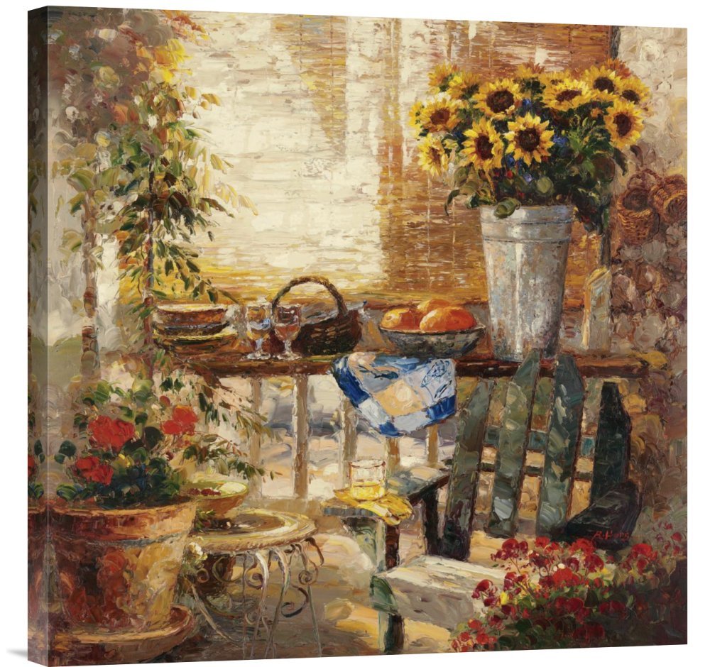 Hong Trina's Potting Bench - Gallery Wrap Giclee Canvas Print Wall Art for Home & Garden Decor | Perfect for Kitchen, Patio, or Greenhouse