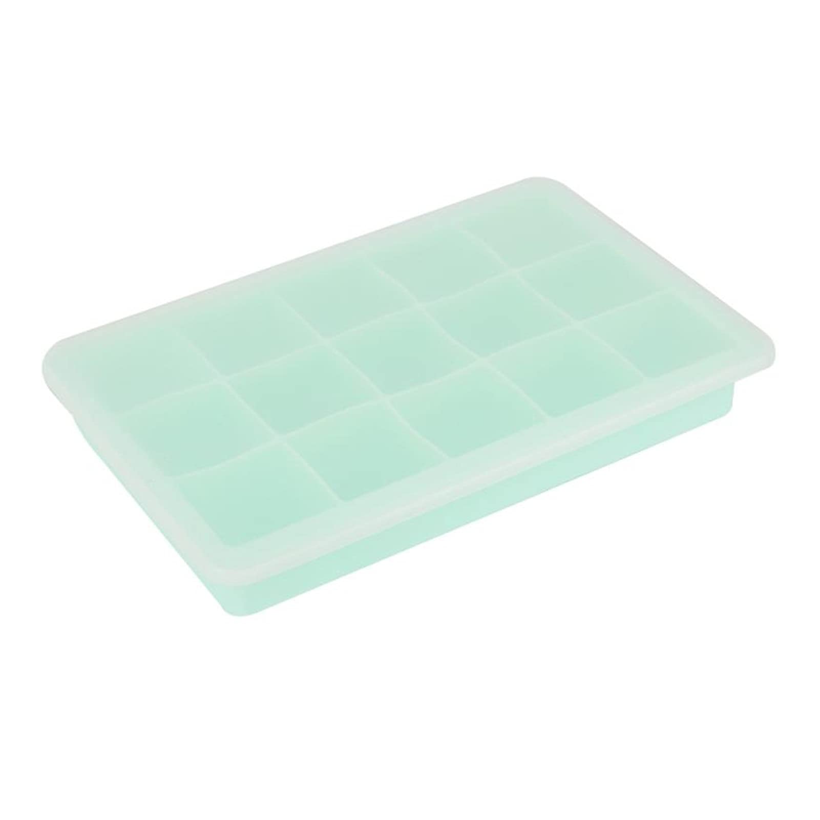 15 Grid Silicone Ice Cube Tray with Lid - BPA Free Square Ice Mold for Freezer, Cocktails, Smoothies & DIY Desserts | Yellow Kitchen Accessory