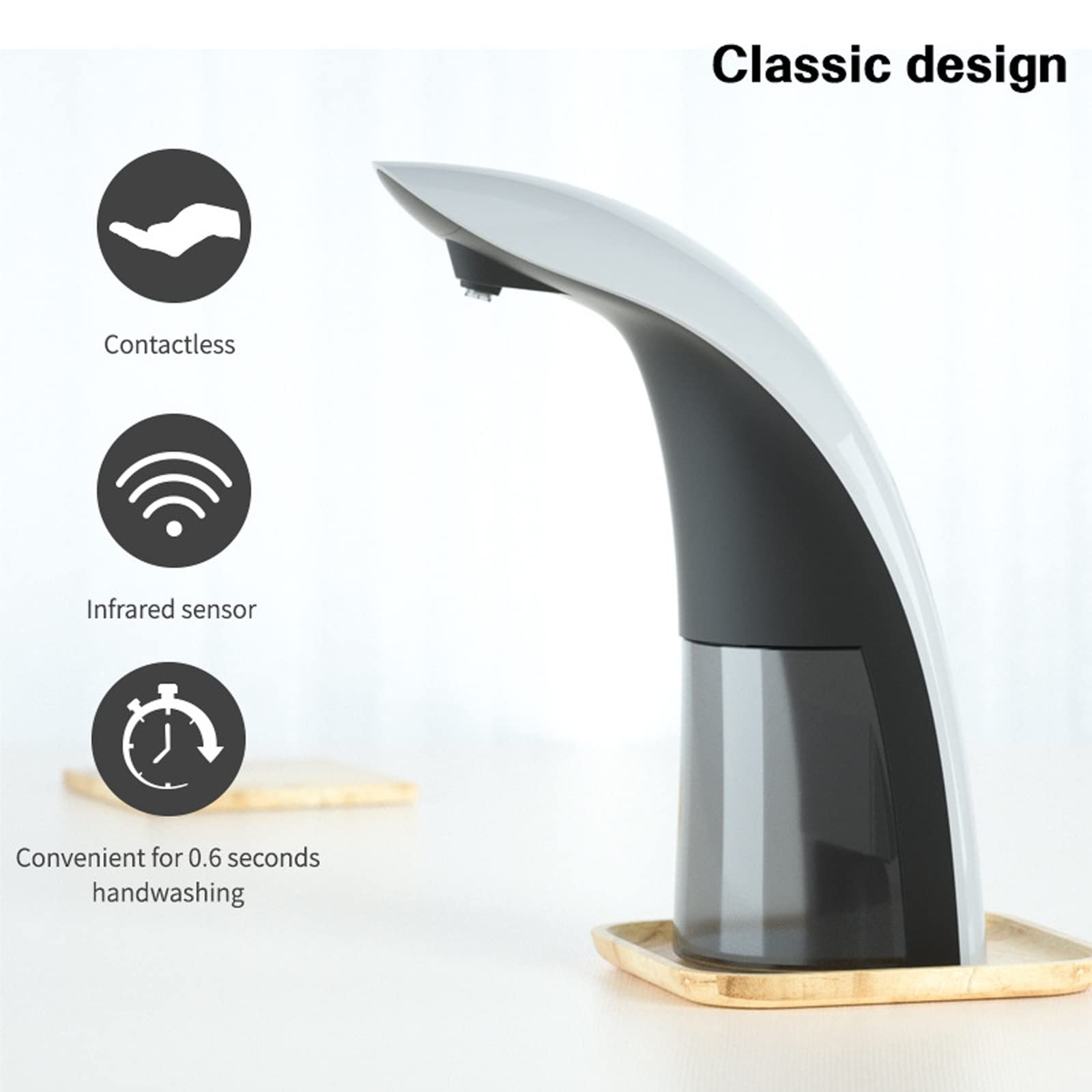 Premium 330ml Automatic Touchless Soap Dispenser - Battery Operated, Hands-Free for Bathroom, Kitchen, Hotel & Restaurant - Hygienic & Convenient (Black) - Ideal for Home, Office, and Public Spaces