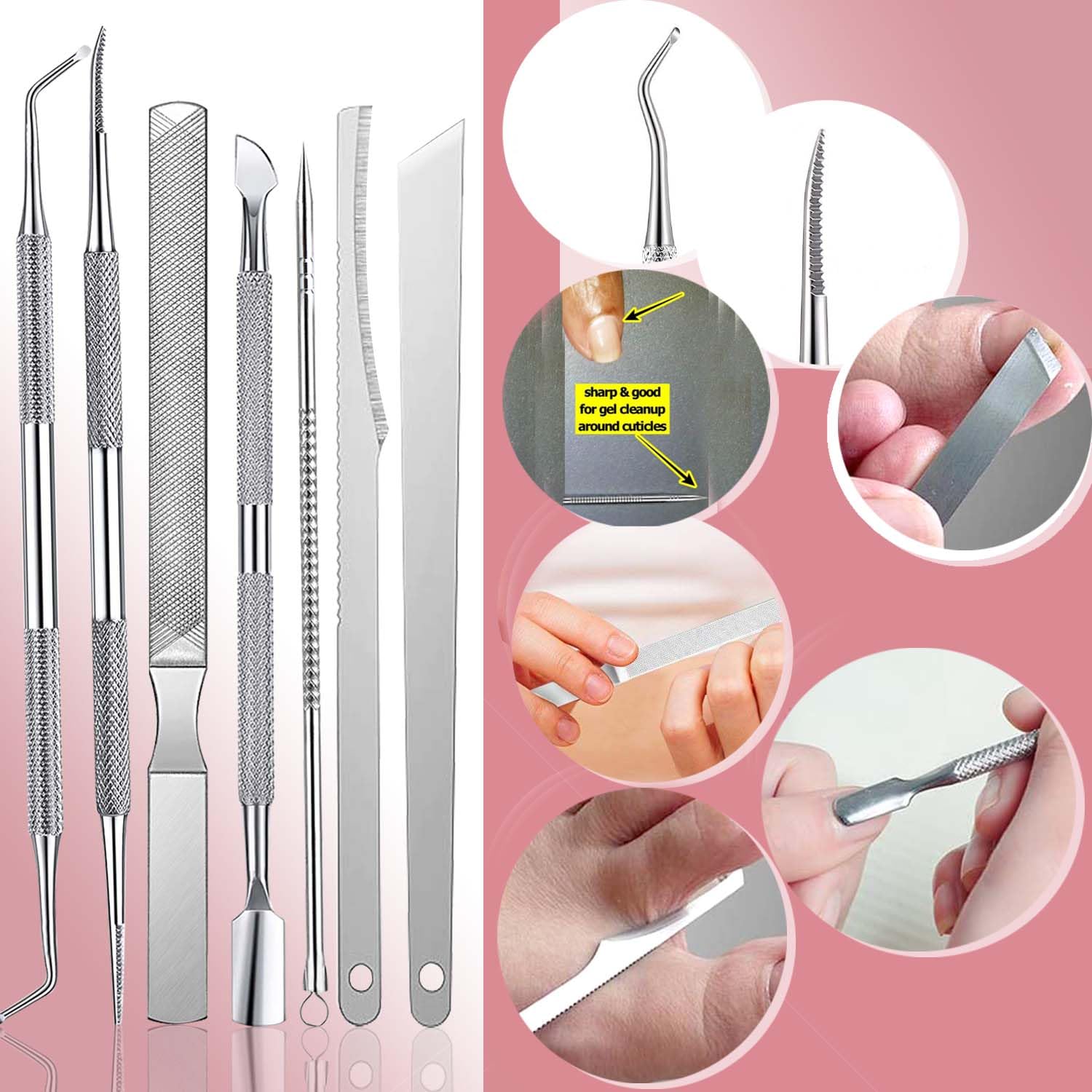 10PCS Professional Toenail Clippers Set for Thick & Ingrown Nails - Stainless Steel Pedicure Tools for Men & Seniors (Pink) - Perfect for Home Pedicure, Nail Care & Ingrown Toenail Treatment