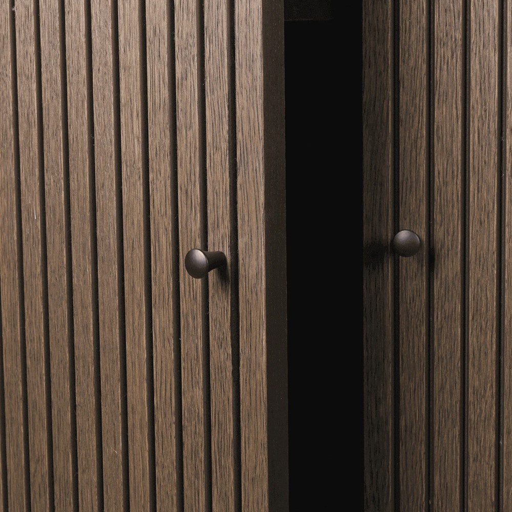 FERM LIVING Sill Cupboard - Low Dark Stained Oak Cabinet | Modern Storage Solution for Living Room, Bedroom & Entryway