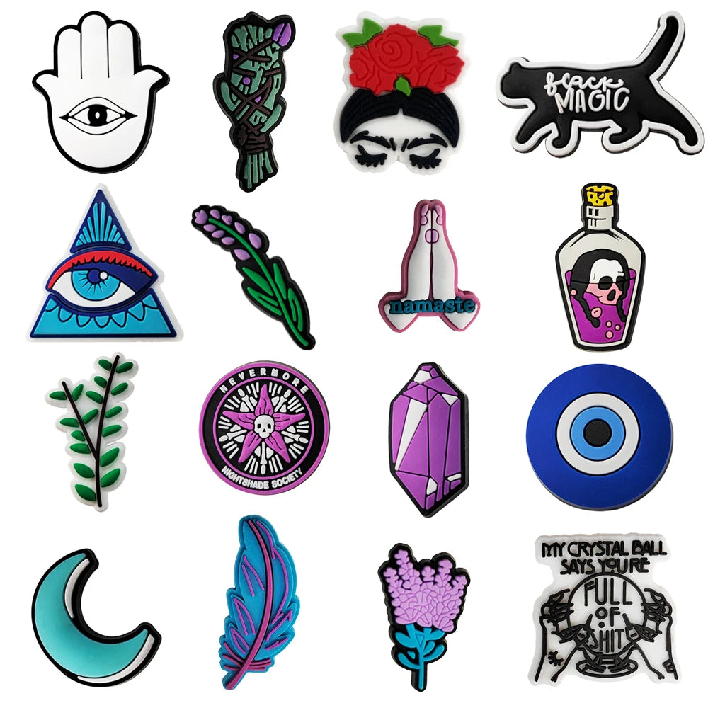 Boho Style Shoe Charms for Crocs - 12PCS Decorative Pins & Bracelet Set for DIY Accessories, Women & Kids Party Gifts - Perfect for Jibbitz Shoe Decor, Birthday Presents, and Fashion Accessories