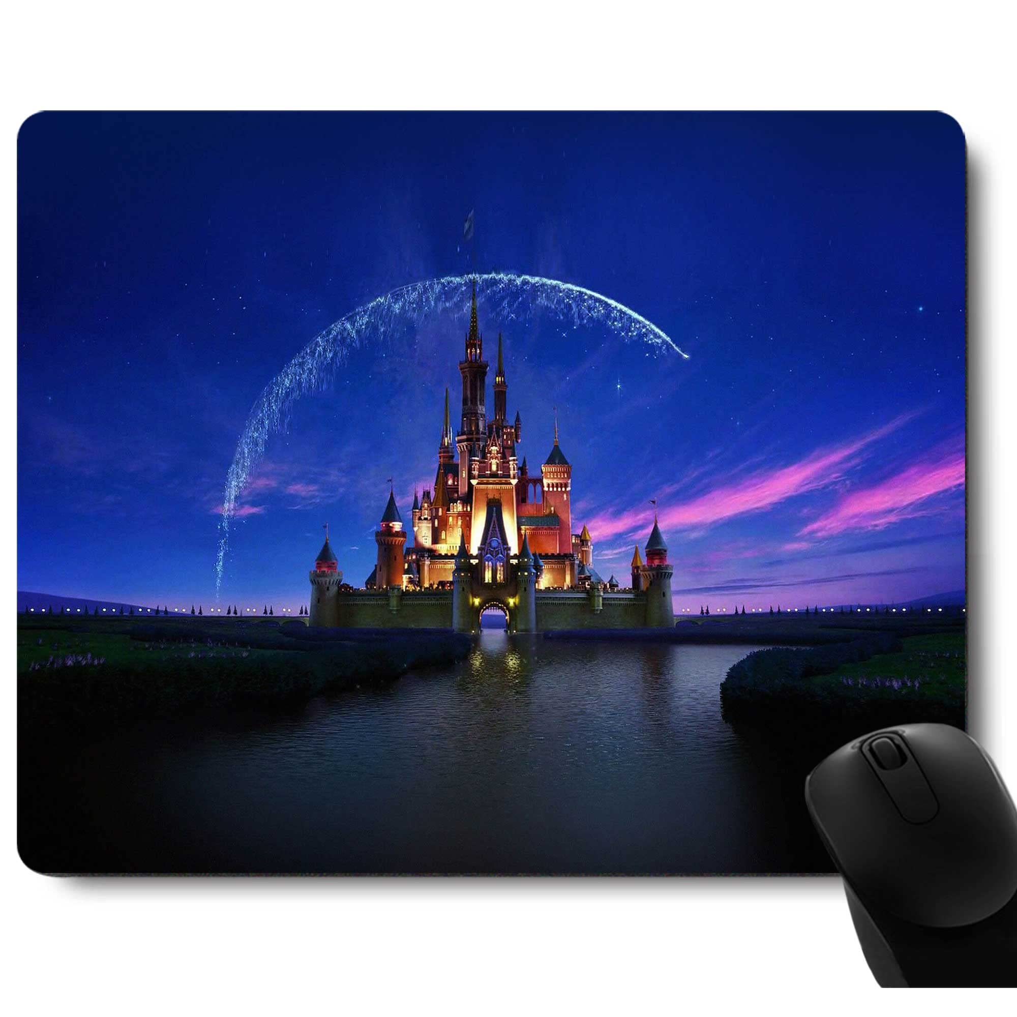 Non-Slip Rubber Base Castle with Fireworks Mouse Pad for Office & Gaming - Anime Desk Pad for Laptop, Computer Workstation - Perfect for Home Office Decor & Gamer Setup Accessories