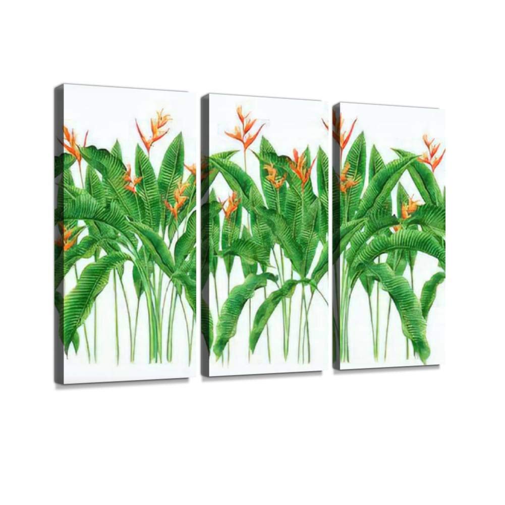 Stunning Watercolor Painting of Bird of Paradise & Blooming Flowers - Modern 3-Panel Canvas Wall Art for Living Room, Bedroom & Office Decor - Perfect for Home, Office & Gift Giving