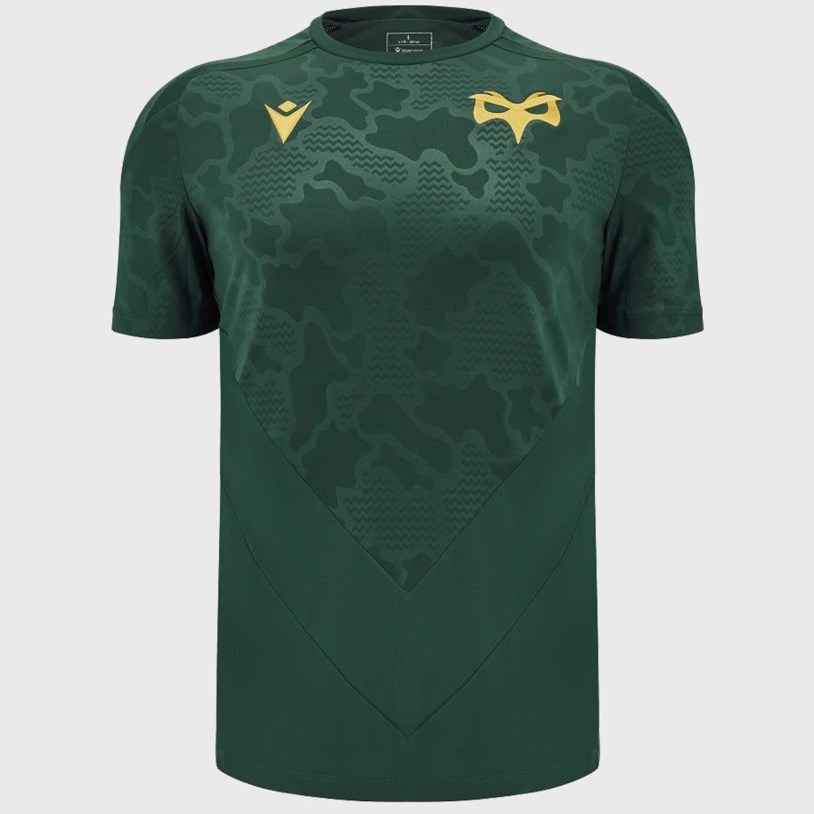 Macron Ospreys Poly Tee - Green Camouflage Performance Shirt for Men | Gym, Running & Outdoor Activities