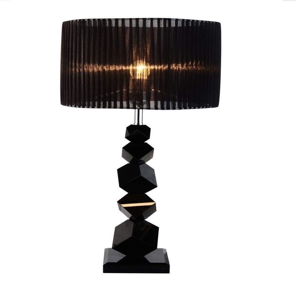 Modern Crystal Black LED Desk Lamp - 23.6X13 Inch Adjustable Table Light for Bedroom, Study & Office - European Style Decorative Fabric Lamp for Reading, Working & Nightstand Use