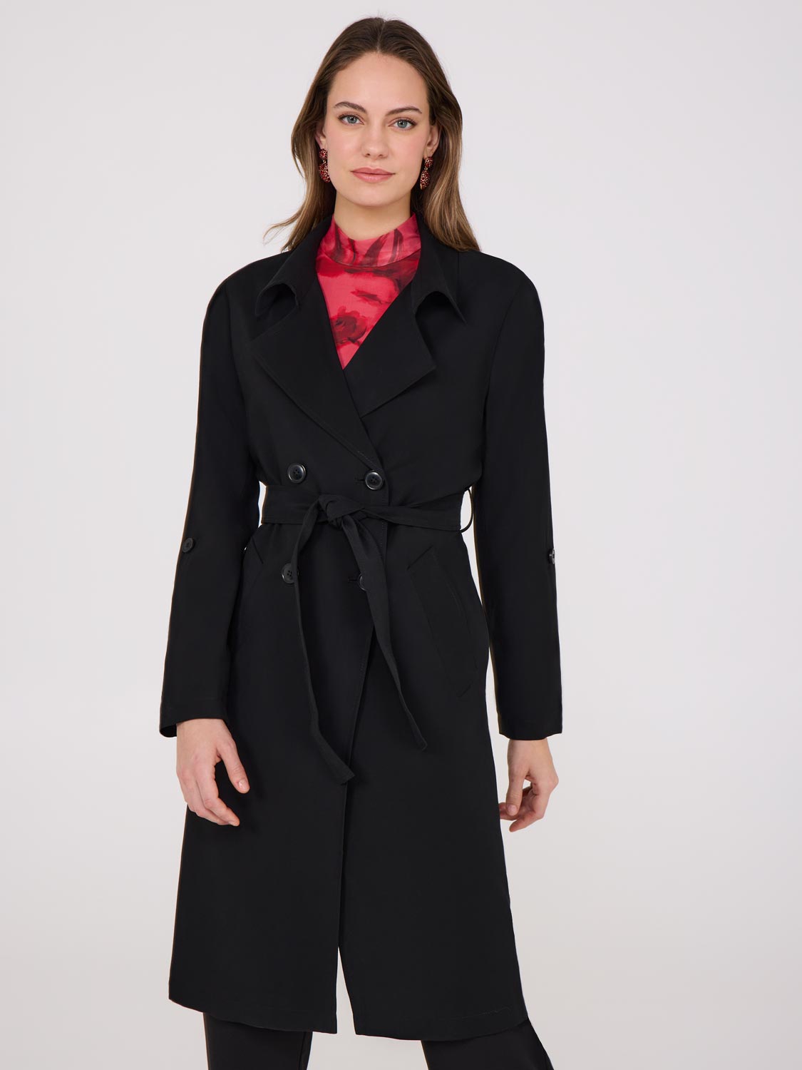 Stylish Women's Twill Trench Coat - Waterproof Long Jacket with Belt for Fall & Spring | Perfect for Office, Travel & Everyday Wear