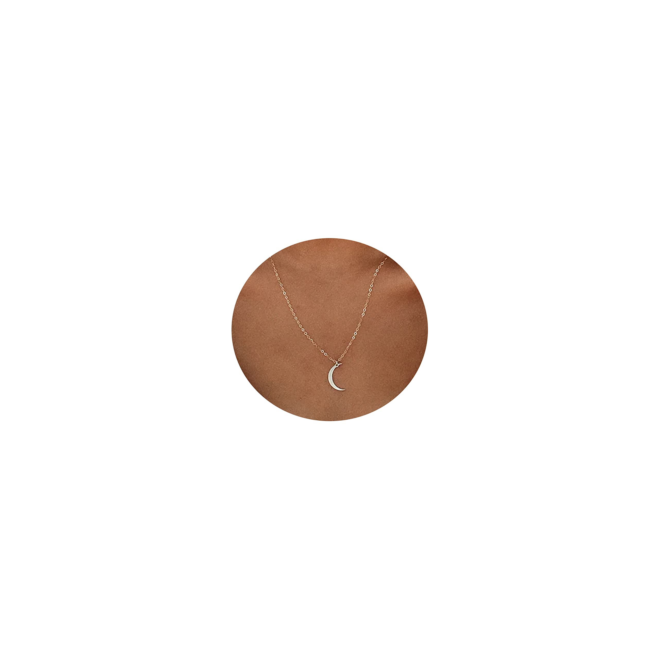 Tasiso 14K Gold Crescent Moon and Star Pendant Necklace for Women - Delicate Minimalist Long Chain Jewelry for Everyday Wear, Date Night & Special Occasions