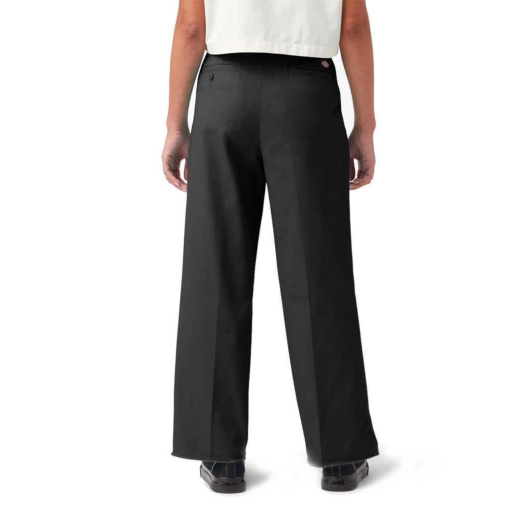 Dickies Women's Cropped Twill Ankle Pants - Rinsed Black | Comfortable Work Pants for Women | Perfect for Office, Casual Wear & Outdoor Activities