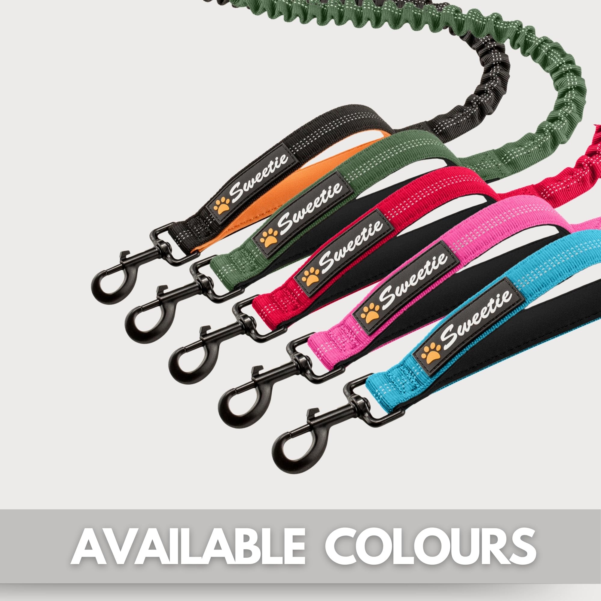 **Sweetie Bungee Shock-Absorbing Dog Leash – Neoprene Padded Loop & Traffic Handle for Comfort – Reflective for Night Walking – Perfect for Active Dogs & Safe Evening Walks**