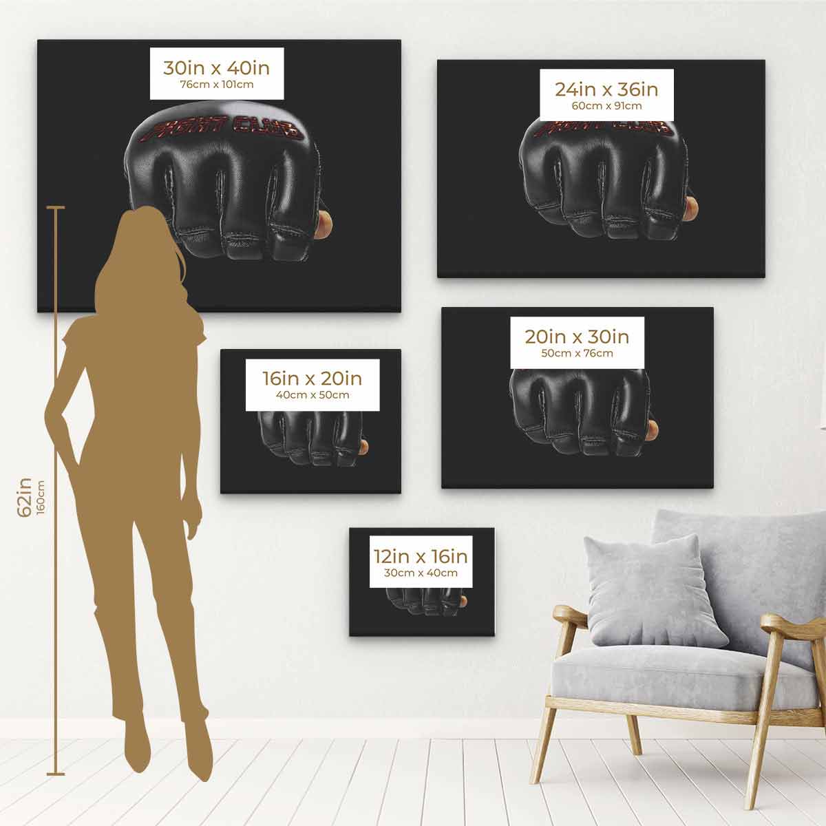 Black Fighting Wall Art Canvas 3914 - Modern Abstract Battle Scene Painting for Home & Office Decor | Perfect for Living Room, Bedroom, or Office Wall Decoration