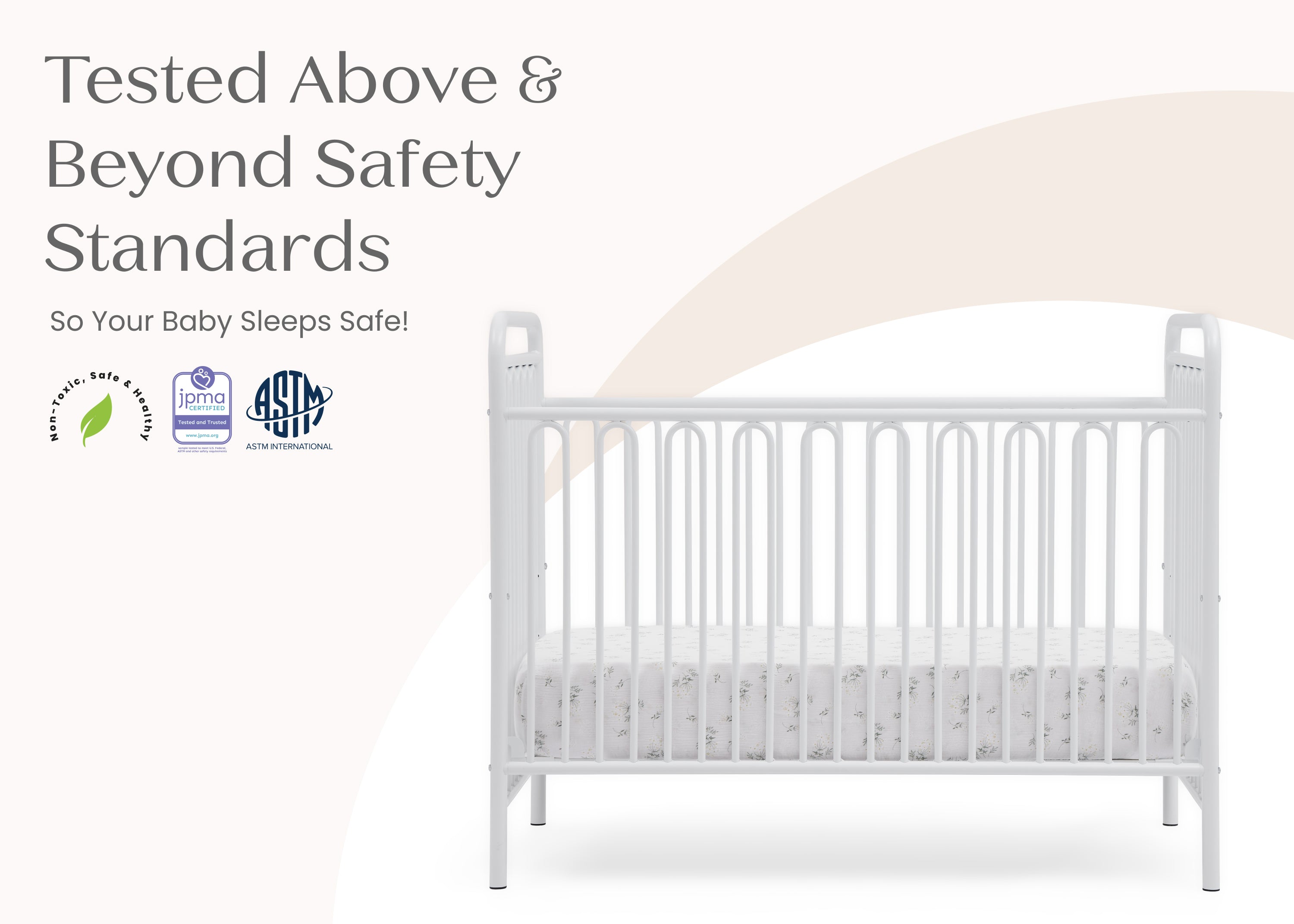 Darcy 4-in-1 Convertible Metal Baby Crib - Toddler Bed, Daybed & Full-Size Bed Conversion - Modern Nursery Furniture for Newborns to Teens (White) | Perfect for Small Spaces & Growing Families