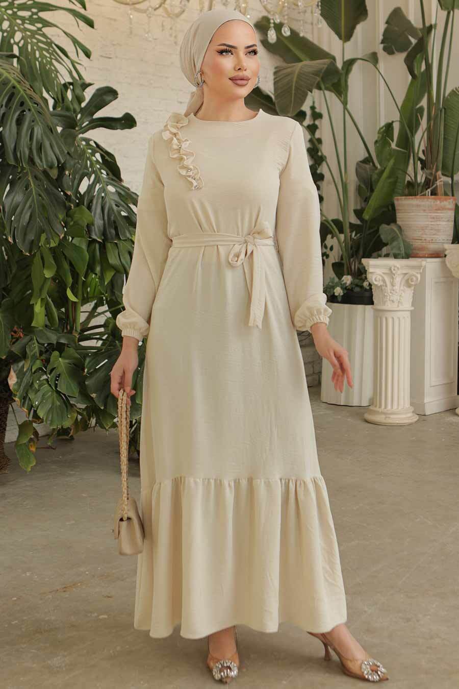 Tanya Long Maxi Dress with Ruffle Design & Waist Belt - Elegant Flowy Summer Dress for Beach, Wedding, and Special Occasions