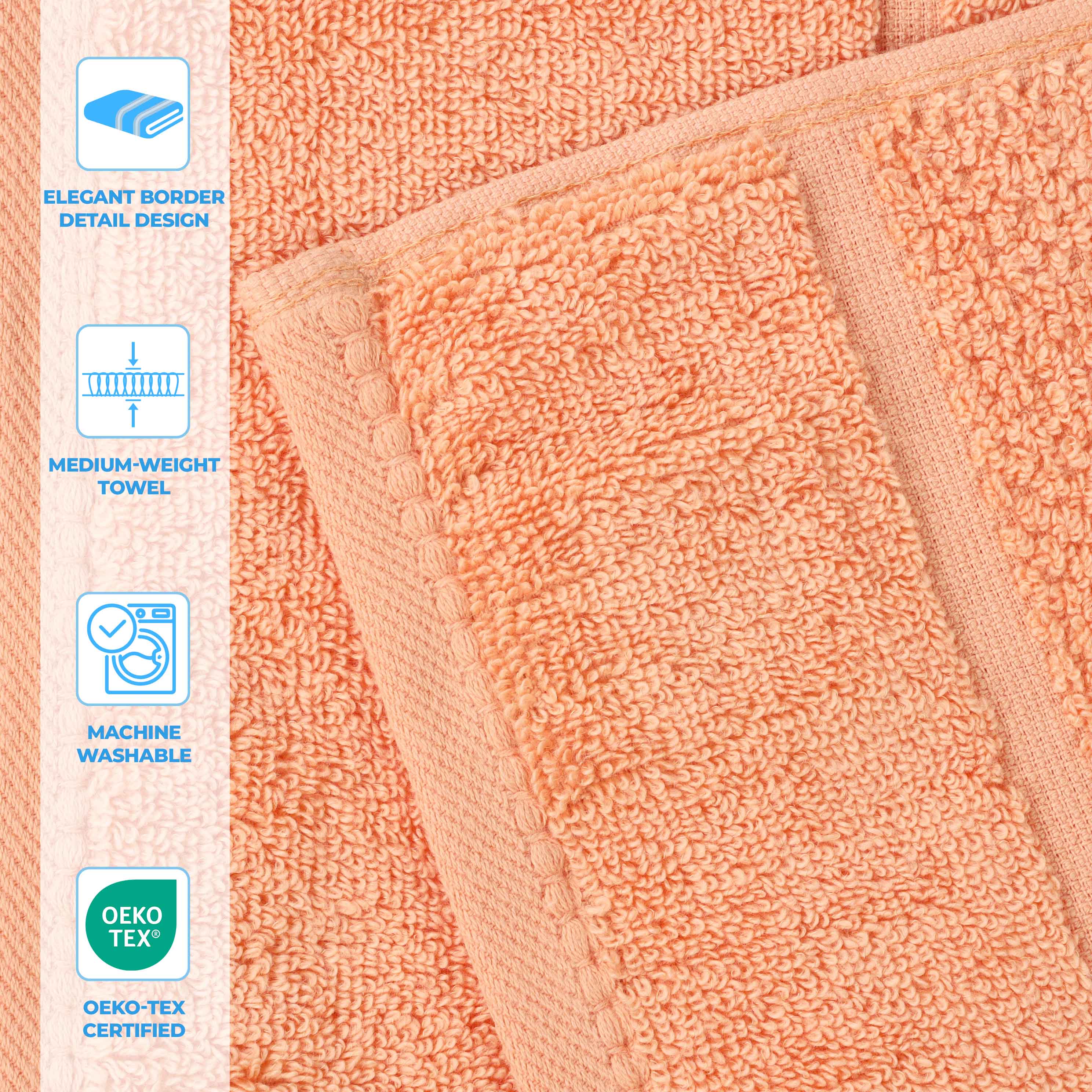 Premium 12-Pack Mile Smart Twist Cotton Medium Weight Face Towels | Soft & Absorbent Bath Towels for Spa, Gym & Travel | Solid Color Home Essentials