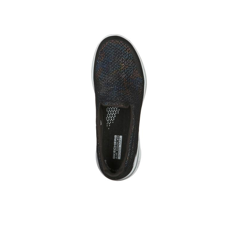 GO WALK 5 Comfortable Slip-On Walking Shoes for Men & Women - Lightweight Breathable Sneakers for Walking, Travel & Everyday Wear (Black/Multi)