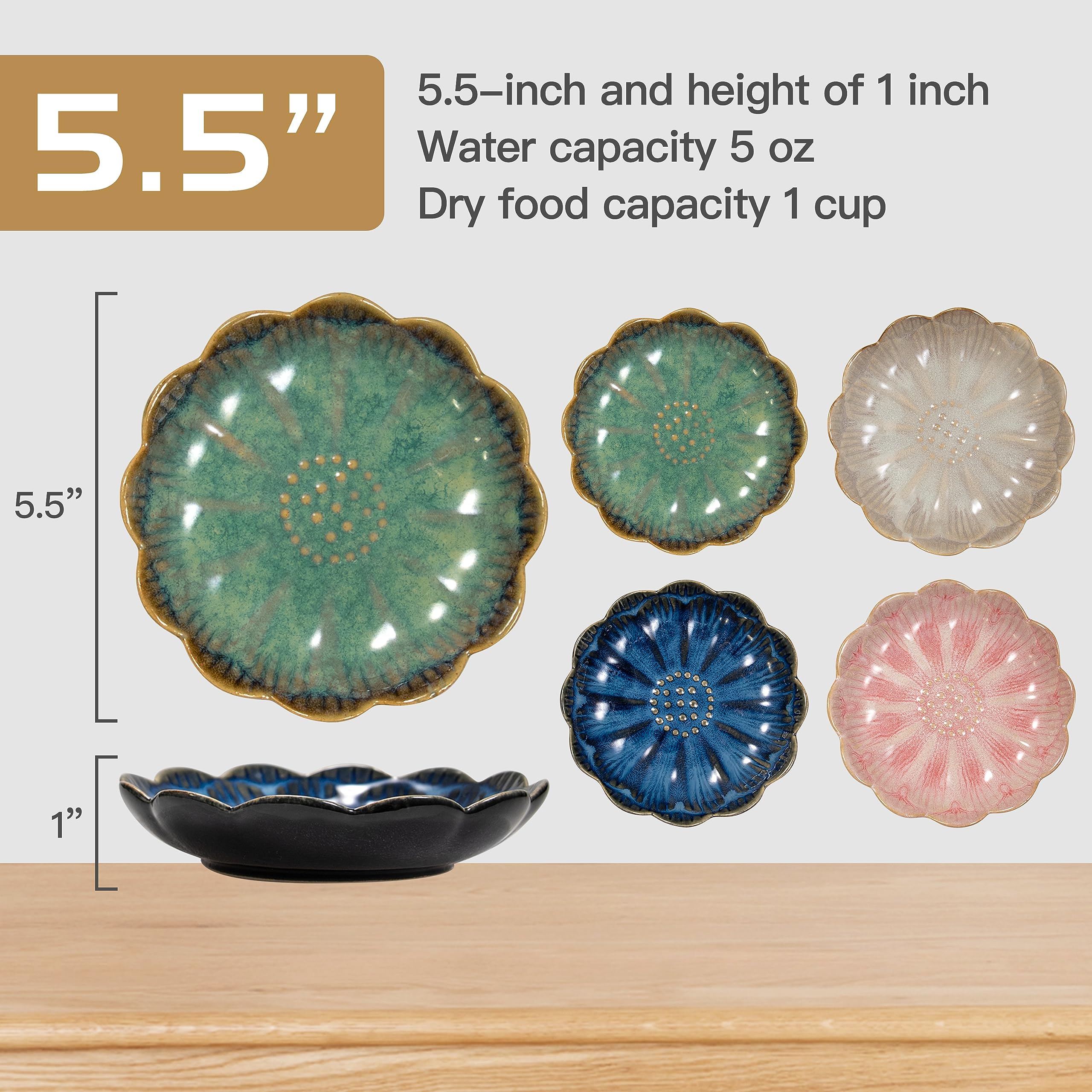 4-Pack Ceramic Cat Bowls for Wet Food - 5.5 Inch Whisker-Friendly Shallow Dishes, Microwave & Dishwasher Safe - Perfect for Kittens, Adult Cats & Multi-Pet Homes